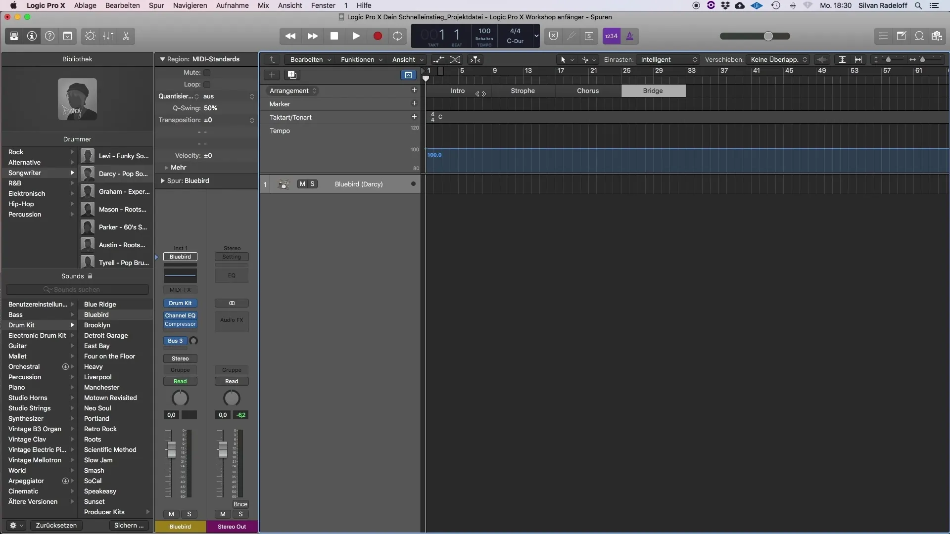 Bruk trommesporet effektivt i Logic Pro X - Lag arragementet