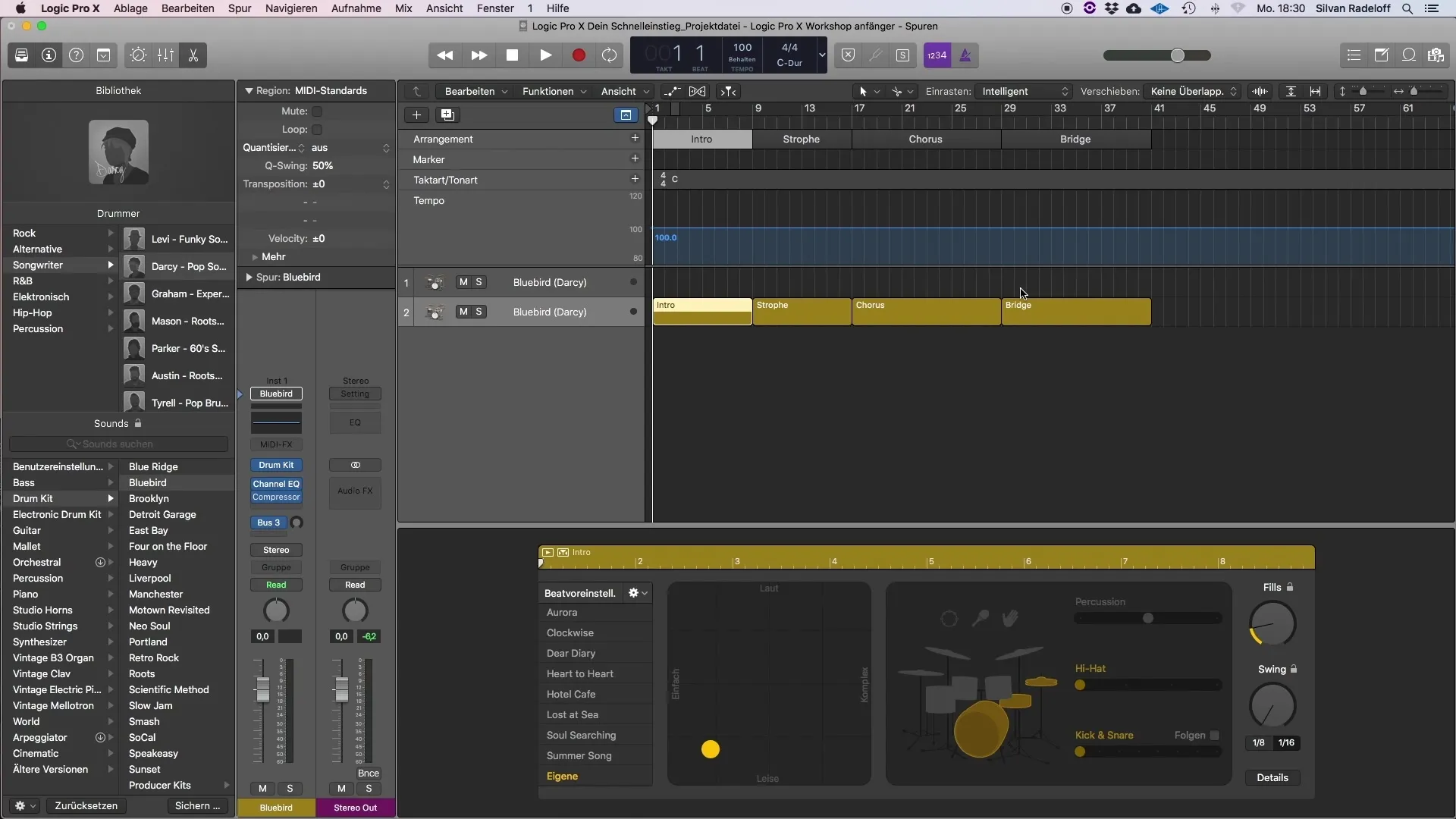 Bruk Drummer effektivt i Logic Pro X - Lag et arrangement