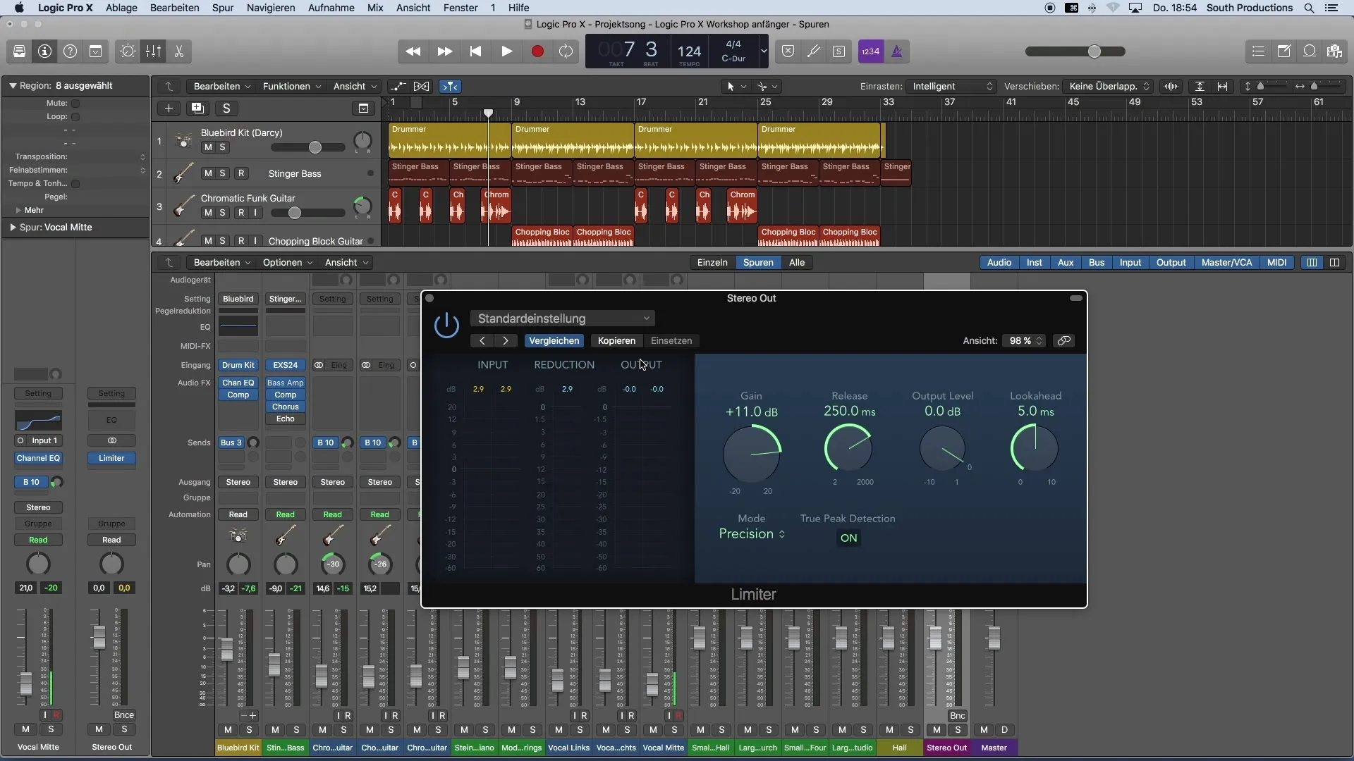 Volumet optimalisere med begrensning i Logic Pro X