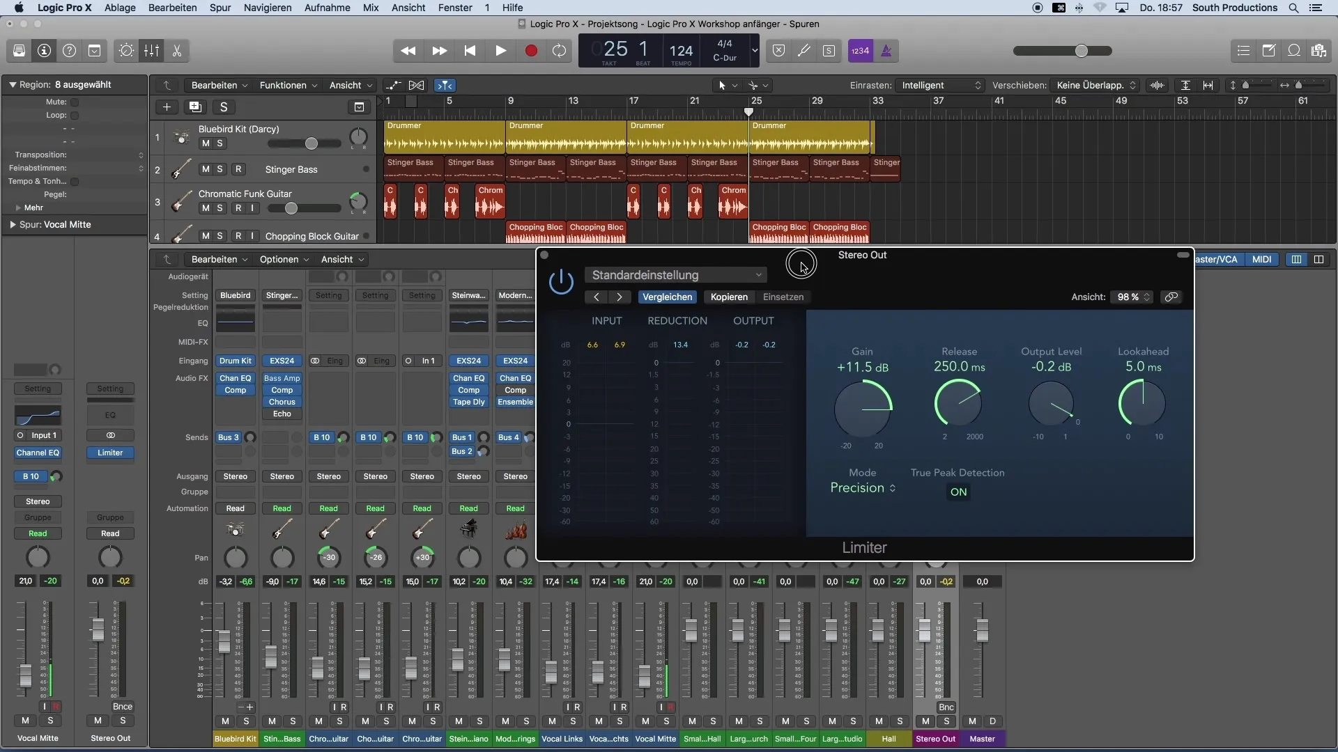 Optimalizace hlasitosti s limiterem v Logic Pro X