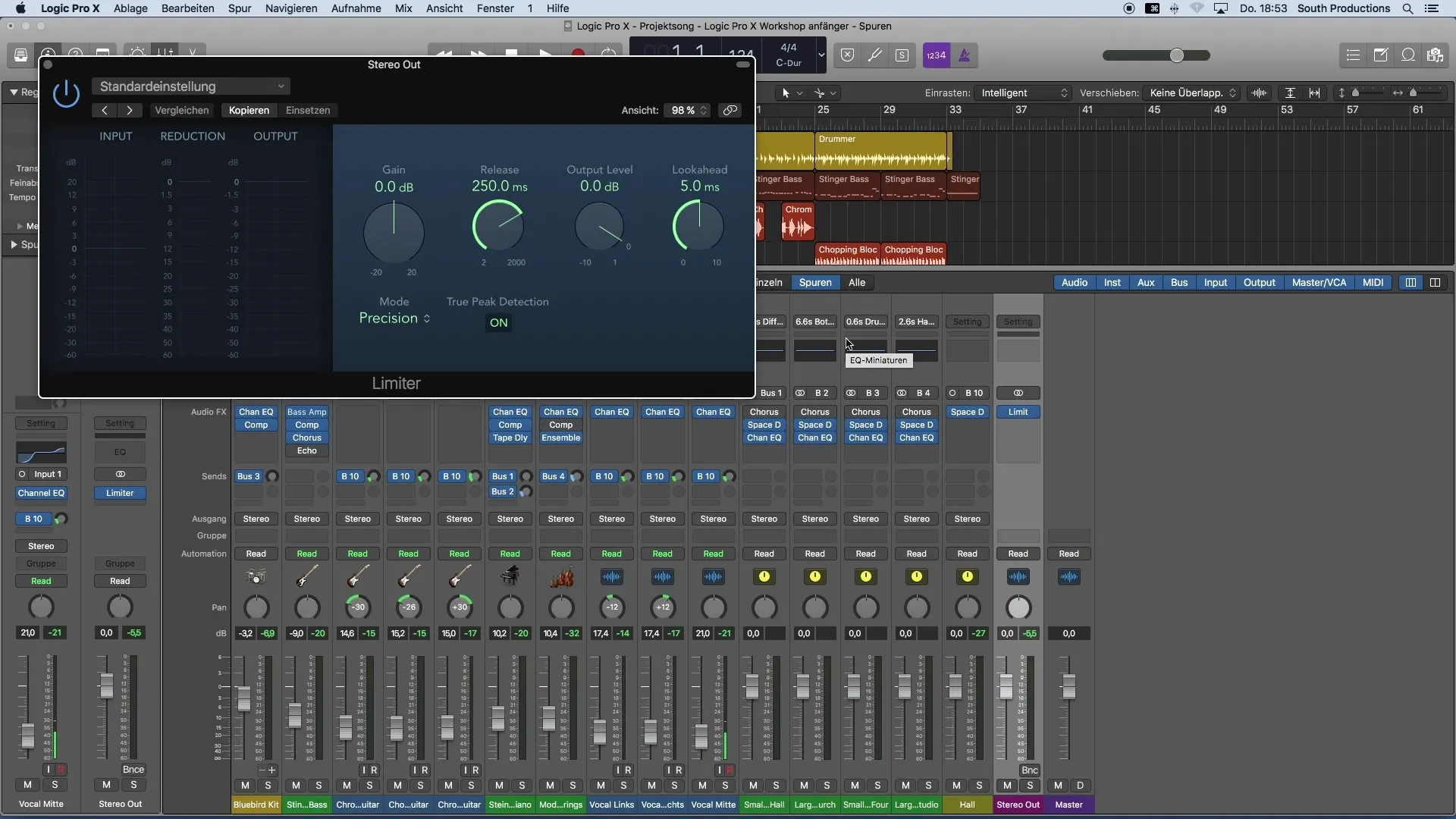 Mengoptimalkan volume dengan Limiter di Logic Pro X