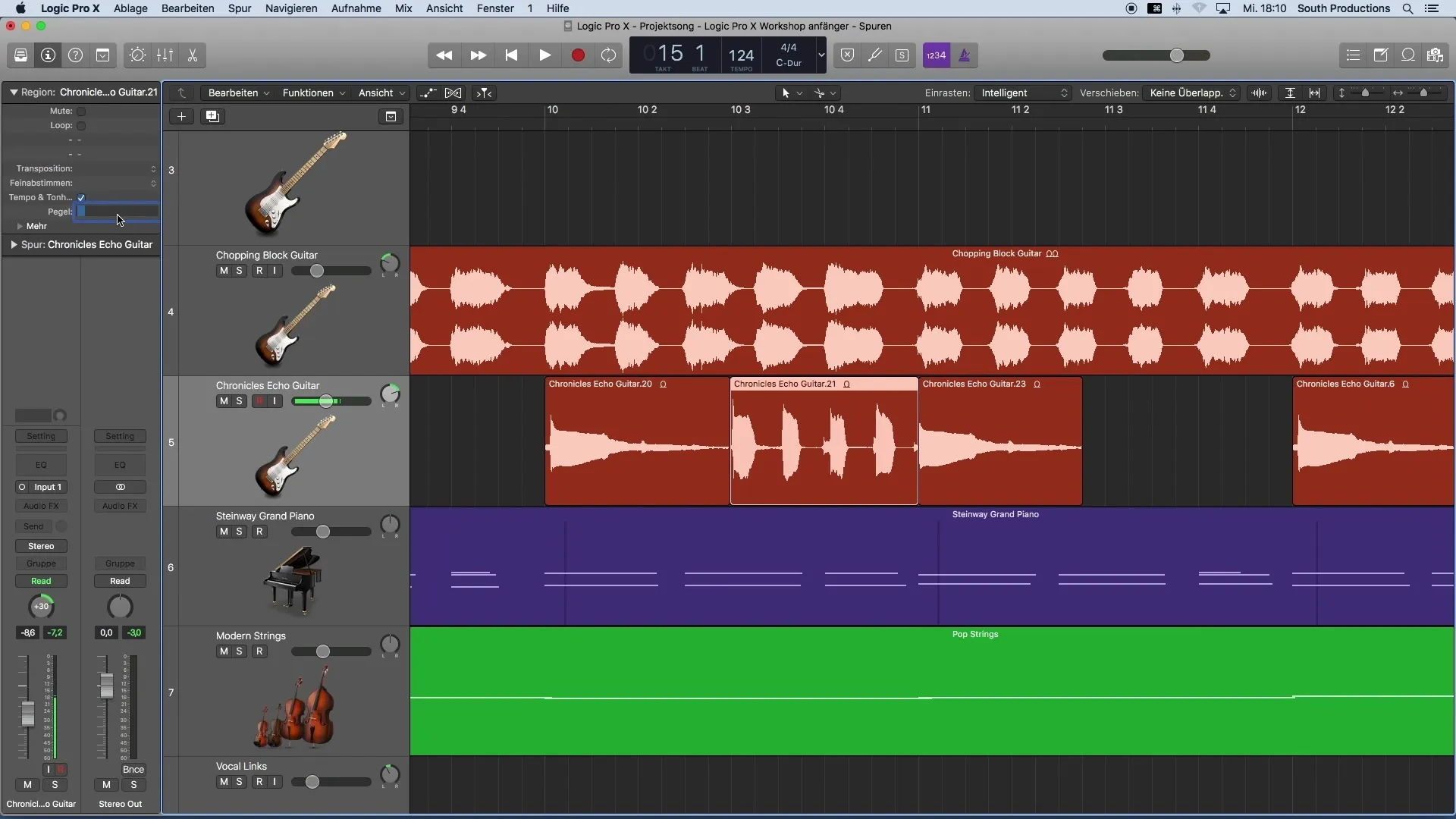 Menyesuaikan proporsi volume suara secara efektif di Logic Pro X