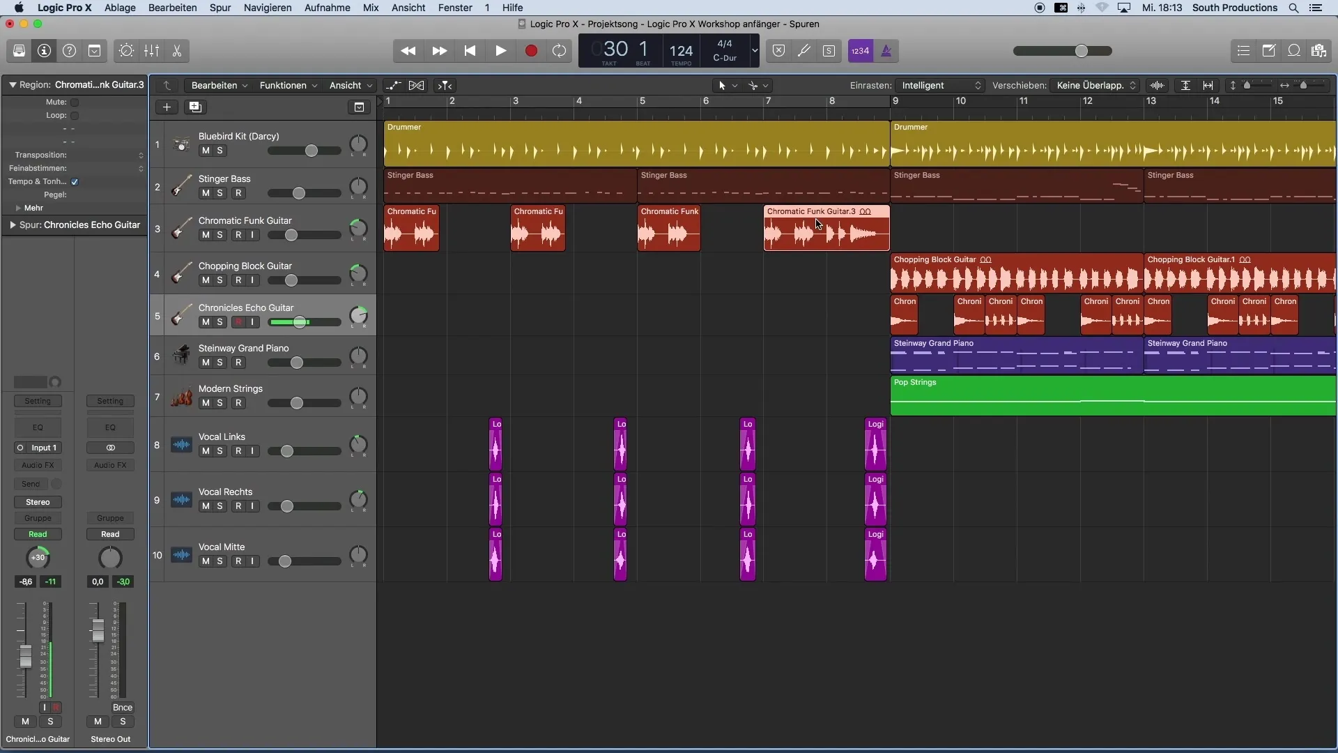 Efektivně upravit hlasitostní poměry v Logic Pro X