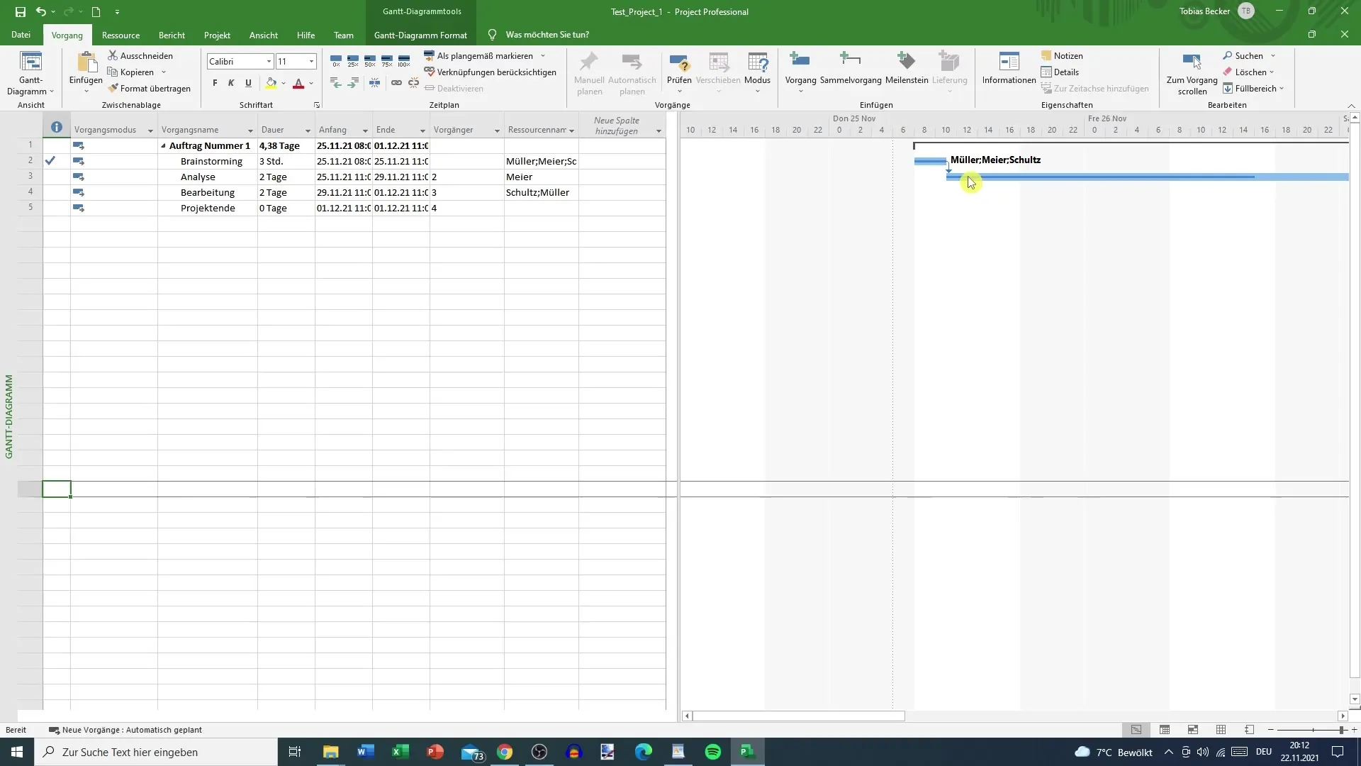 Projektfortschritt analysieren in MS Project - Schritt-für-Schritt-Anleitung