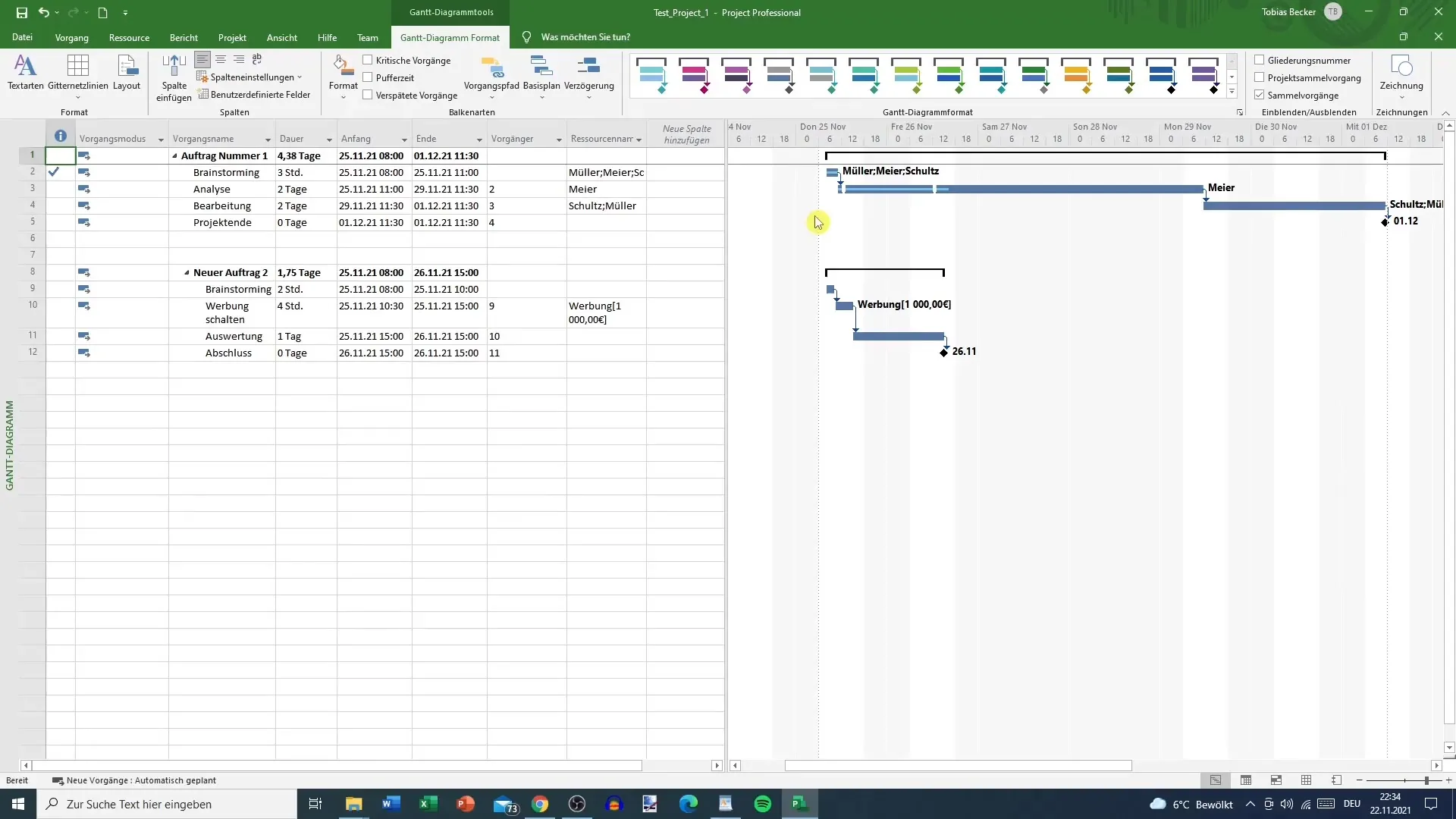 Gantt-Diagramm anpassen in Microsoft Project leicht gemacht