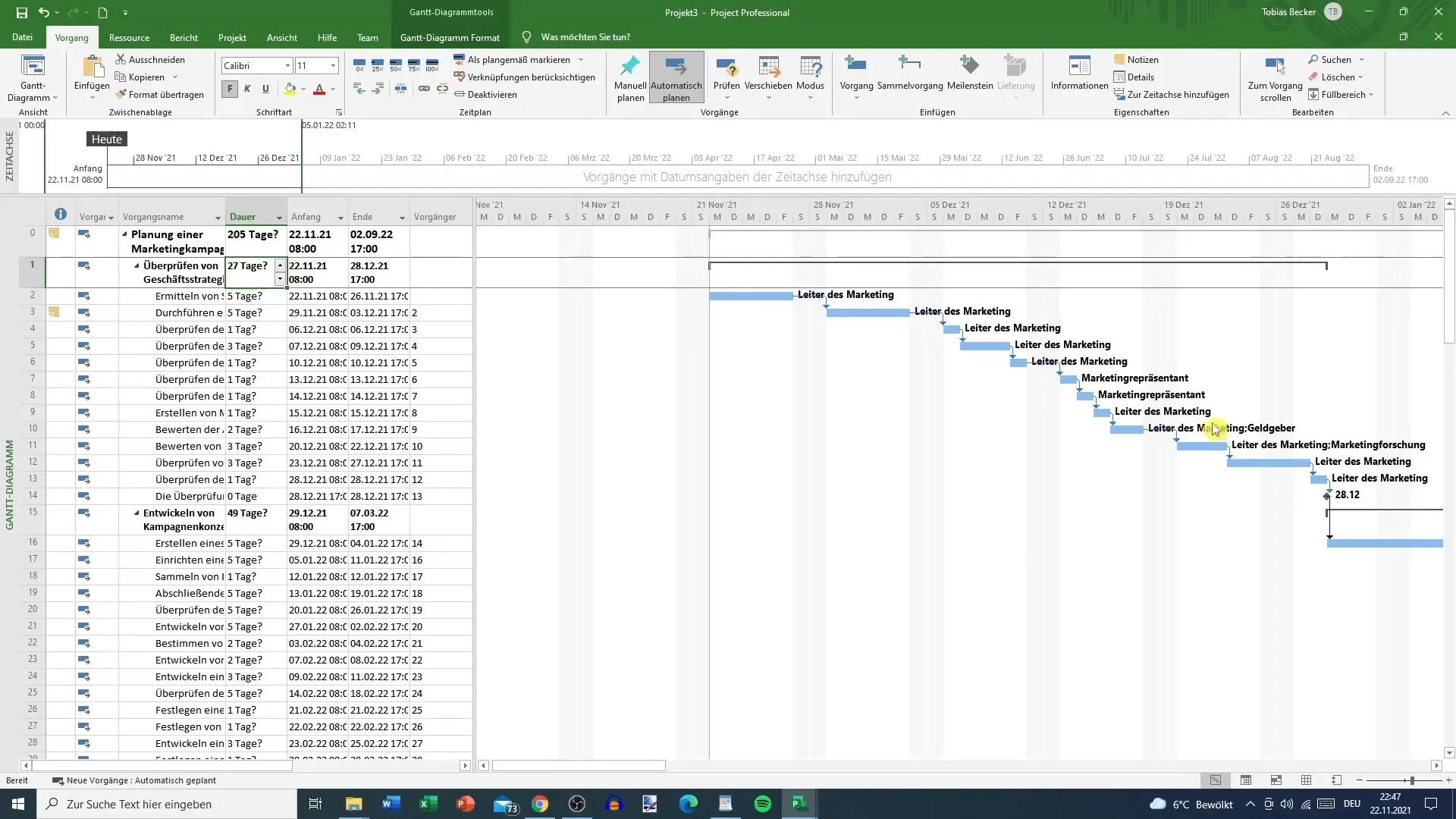 Vorlagen in MS Project effizient nutzen