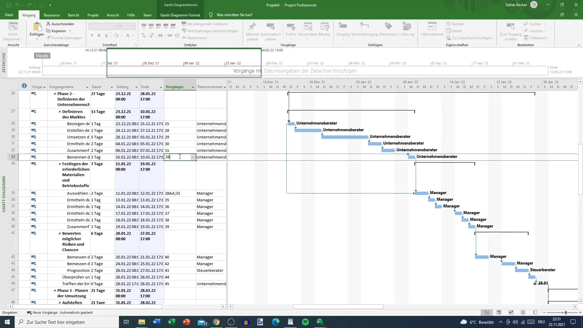 Vorlagen in MS Project effizient nutzen