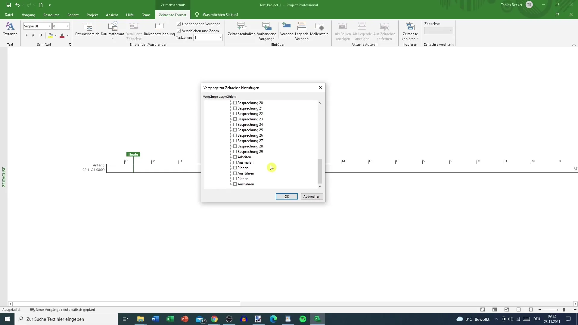 Memanfaatkan timeline MS Project - langkah demi langkah