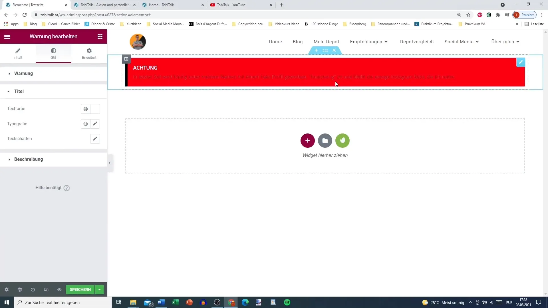 Menggunakan Widget Peringatan untuk WordPress dengan Elementor