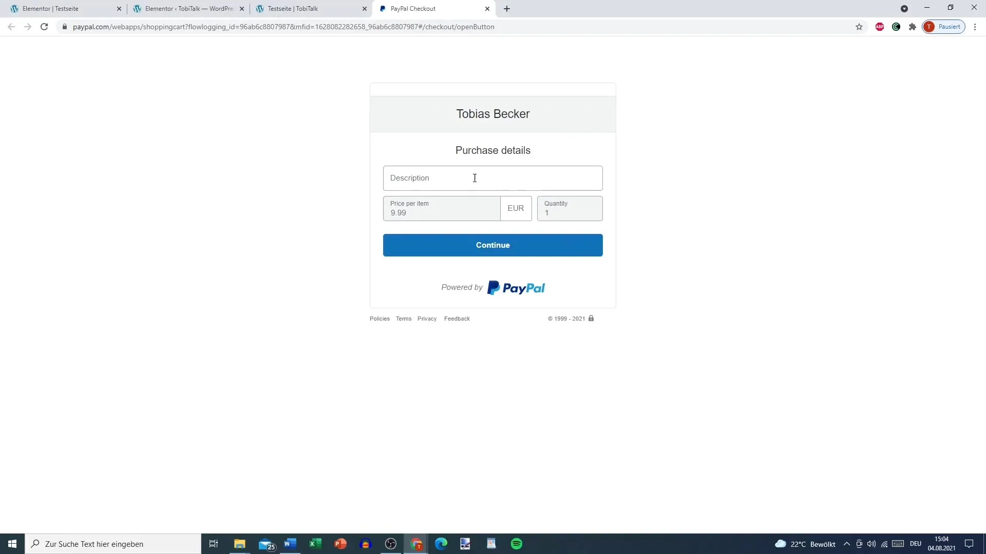 Menambahkan tombol PayPal di Elementor untuk WordPress