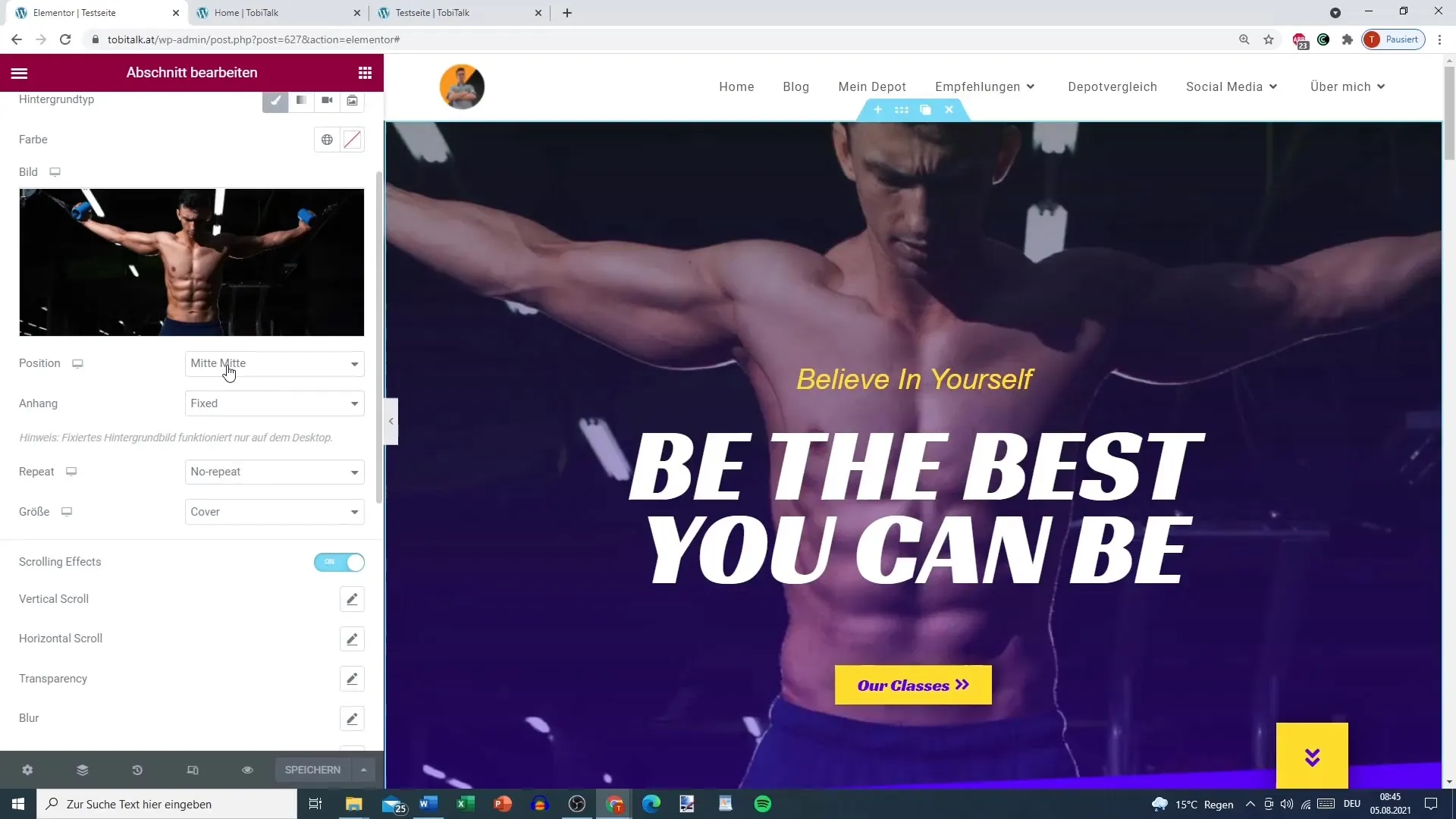 Fitness-Website erstellen mit Elementor Pro