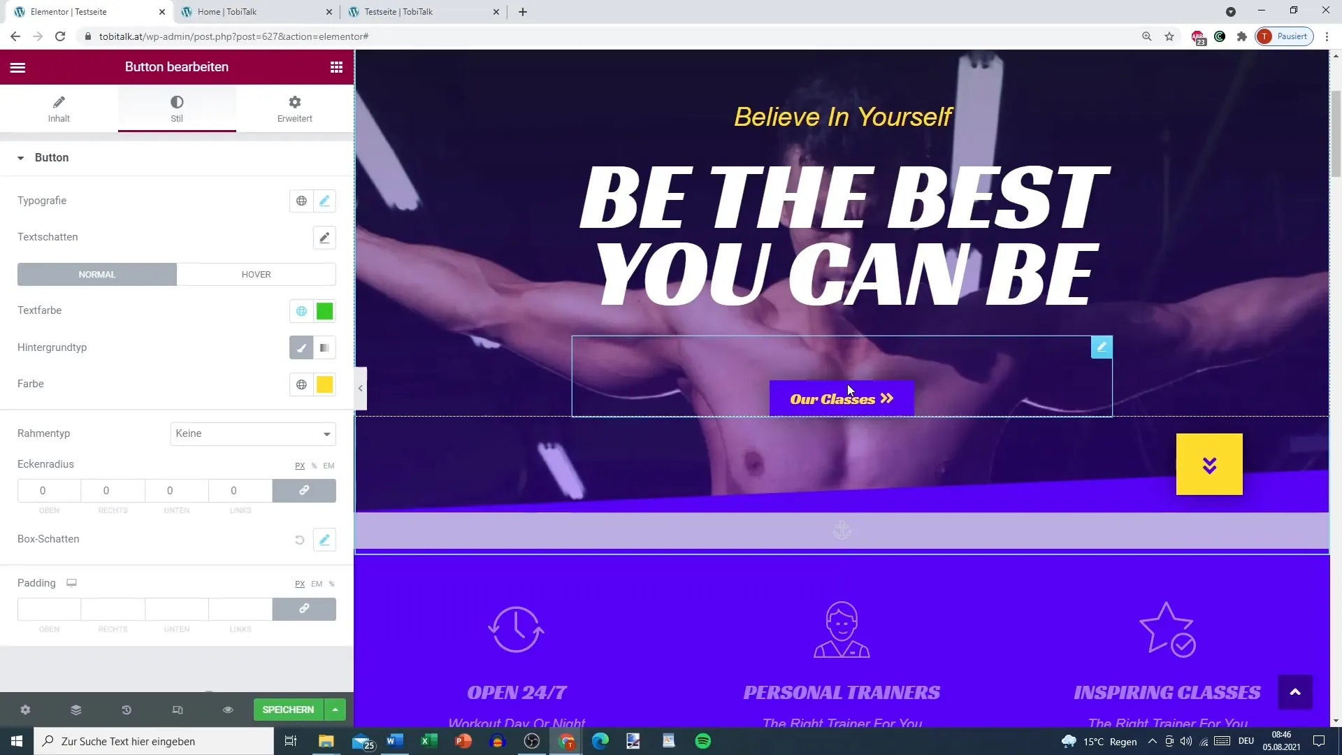 Fitness-Website erstellen mit Elementor Pro