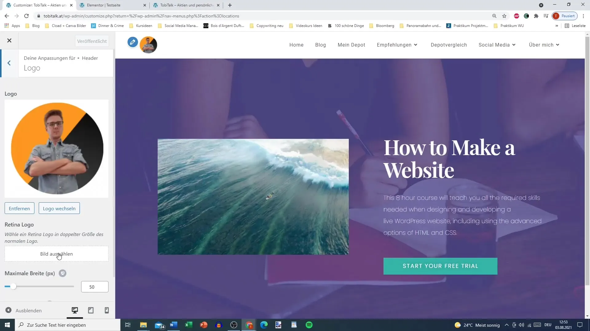 Menyesuaikan header situs web Anda dengan Elementor secara efektif