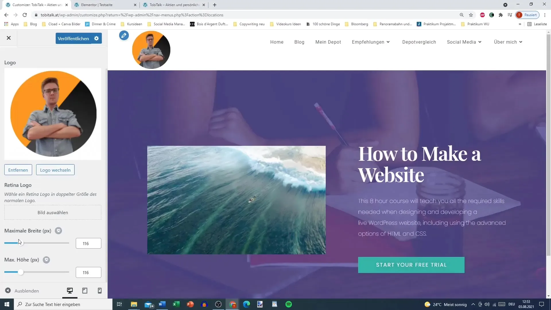 Menyesuaikan header situs web Anda dengan Elementor secara efektif