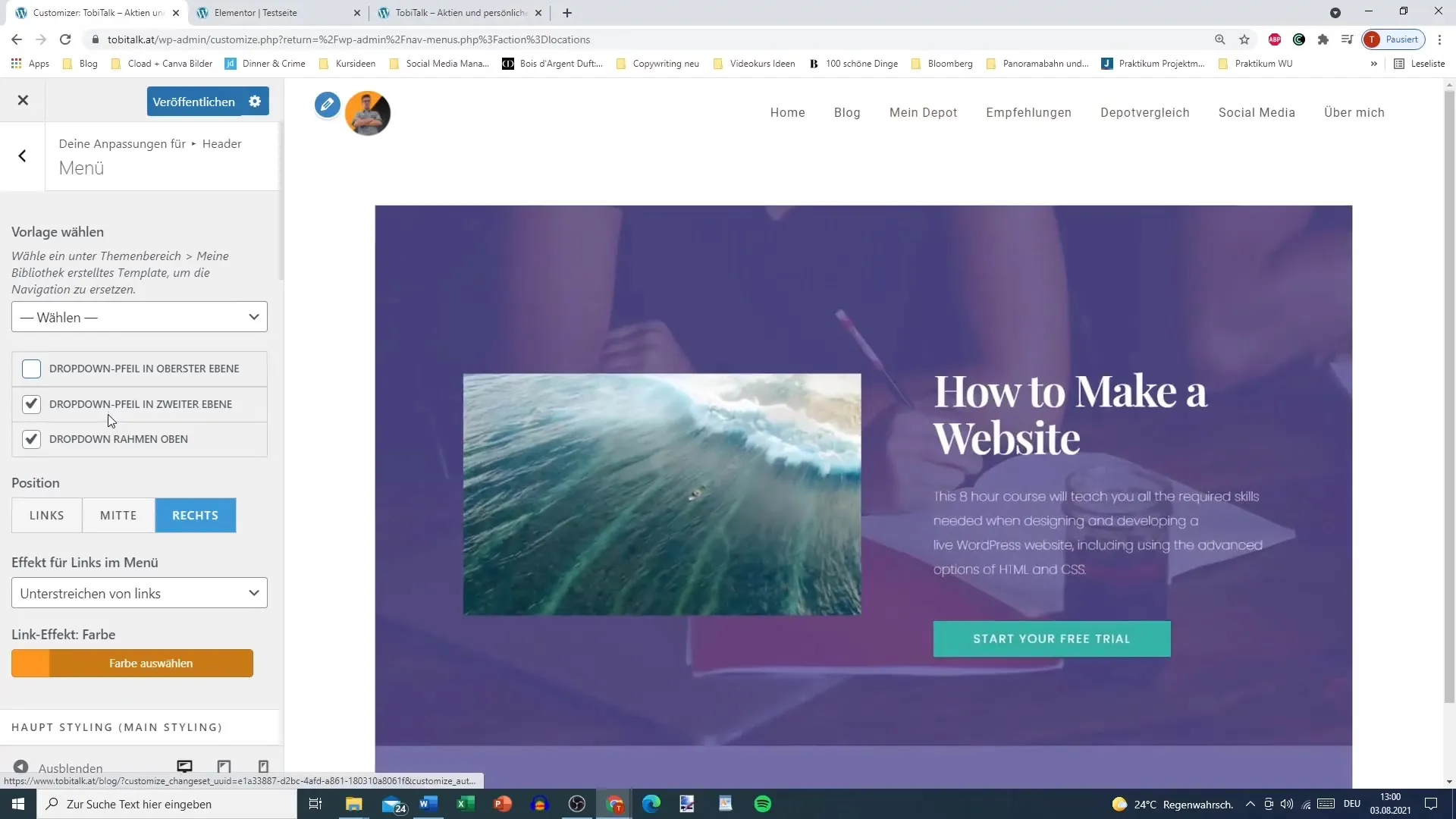 Mengatur format menu dengan Elementor untuk WordPress