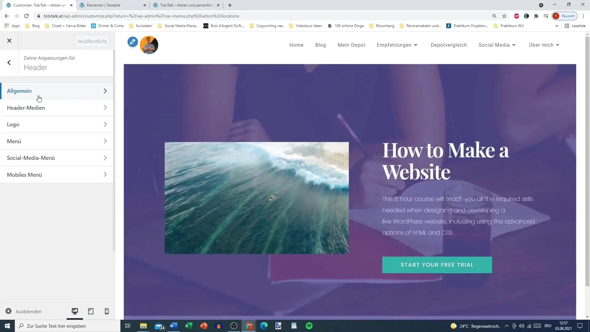 Memformat menu dengan Elementor untuk WordPress