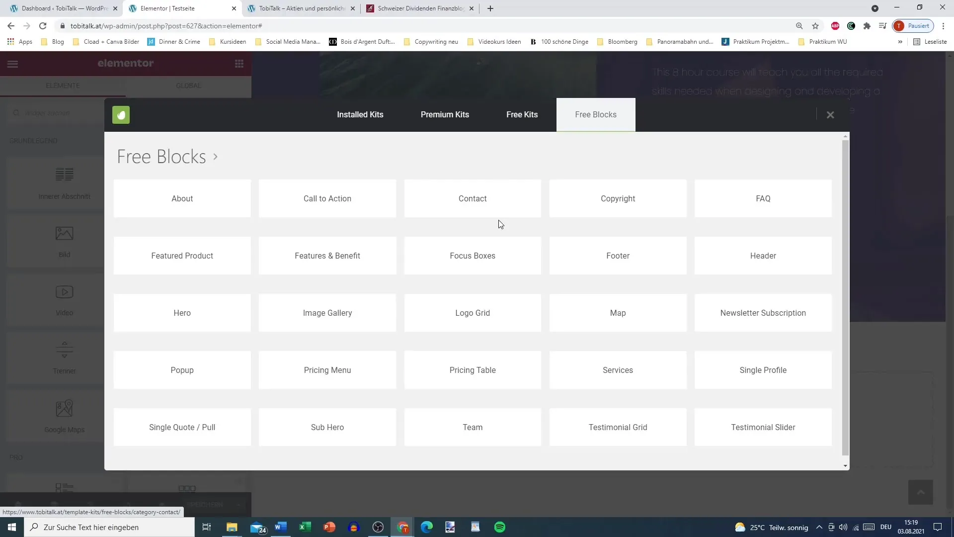 Mengatur footer dengan efisien menggunakan Elementor dan Envato