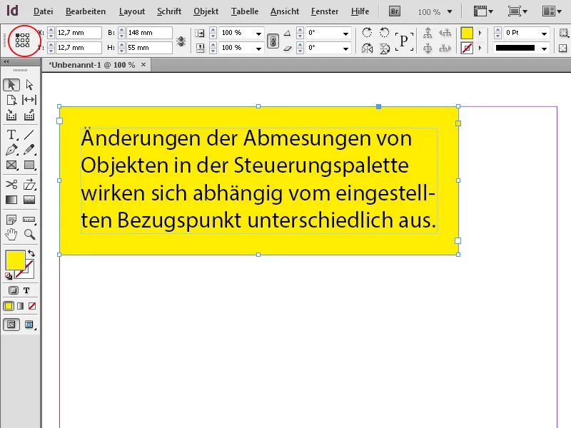 Die Steuerungspalette in InDesign