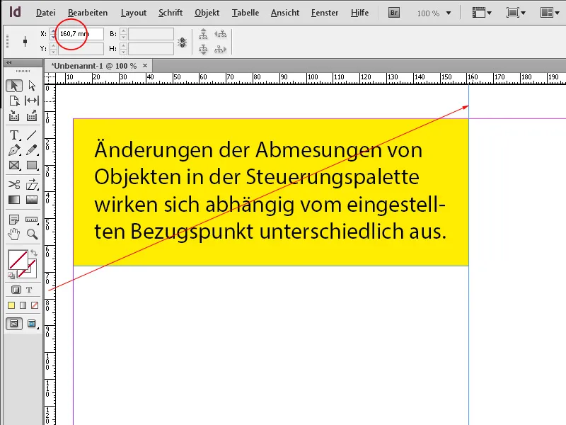 Die Steuerungspalette in InDesign