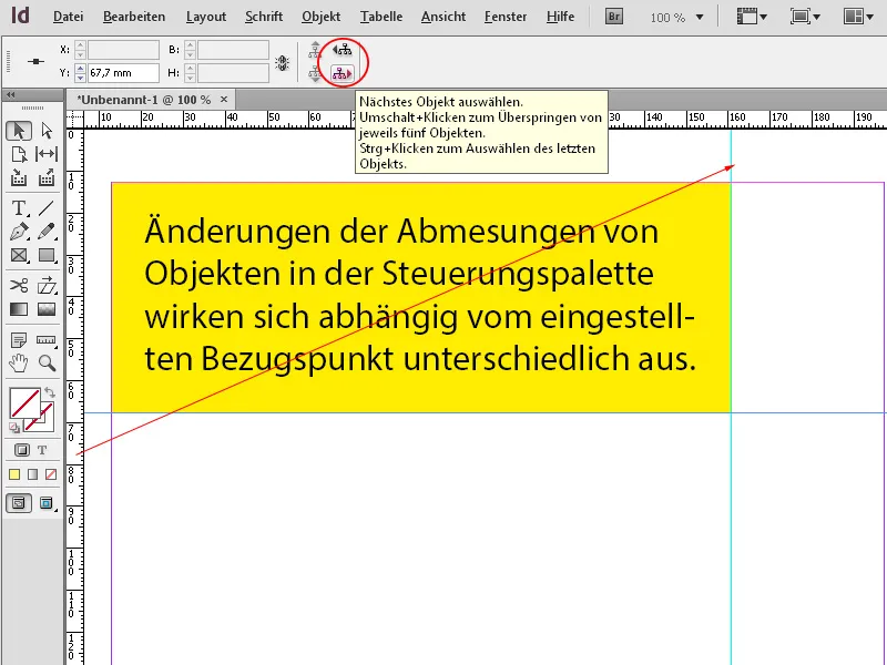 Paleta krmiljenja v programu InDesign