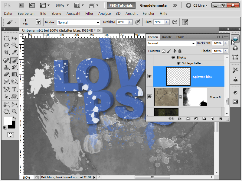 Efeito de salpicos de gralhas 3D