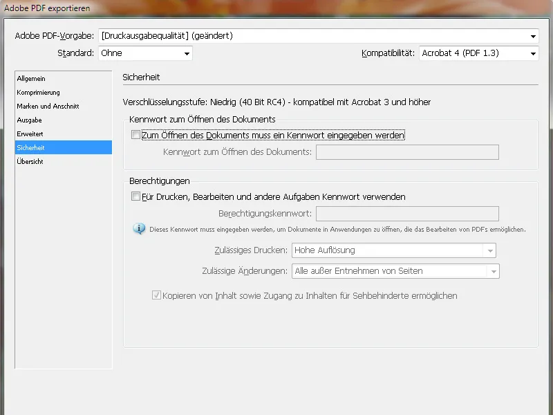 Exportación de PDF: configuración predeterminada de Acrobat