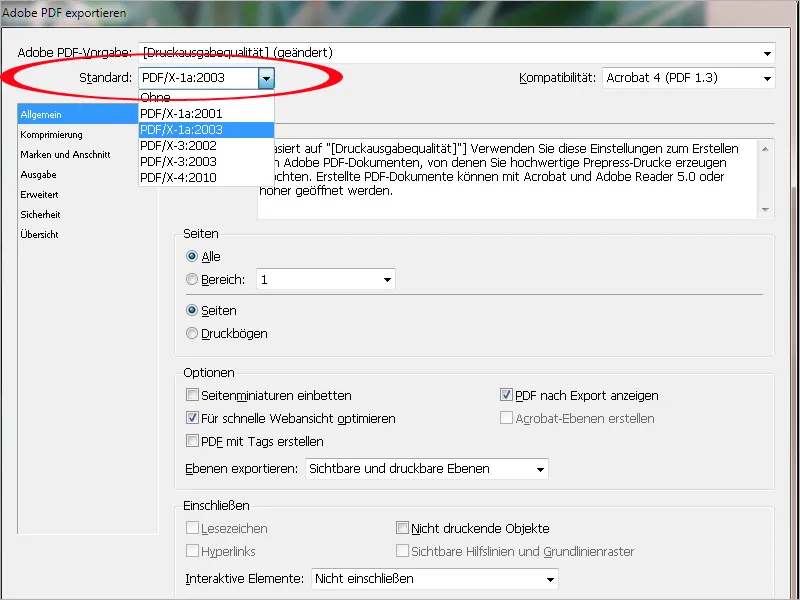 Exportación de PDF: configuración predeterminada de Acrobat