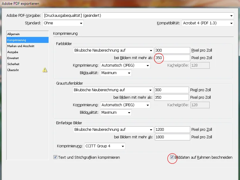 Exportación de PDF: configuración predeterminada de Acrobat