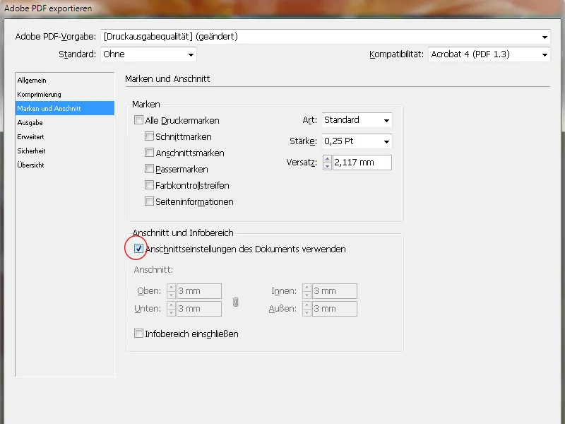 Exportación de PDF: configuración predeterminada de Acrobat