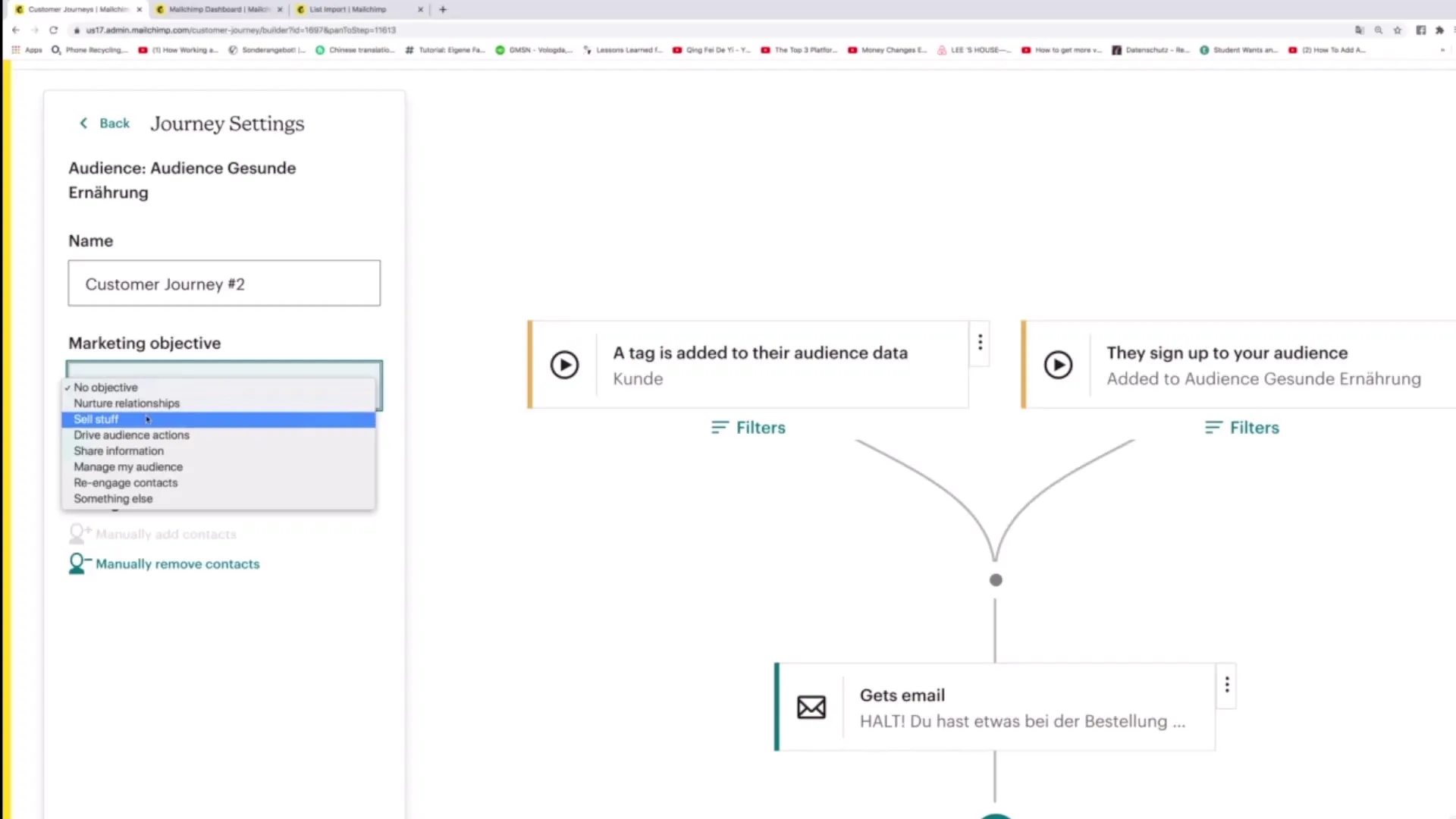 Optimalizovať nastavenia cesty zákazníka v Mailchimp