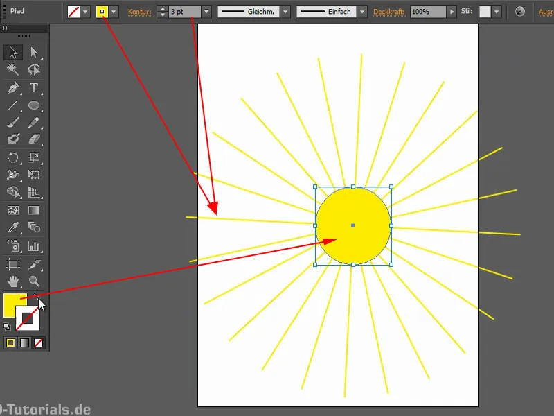 Padomi un triki Adobe Illustrator: Kā pareizi pagriezt - Saules staru efekts