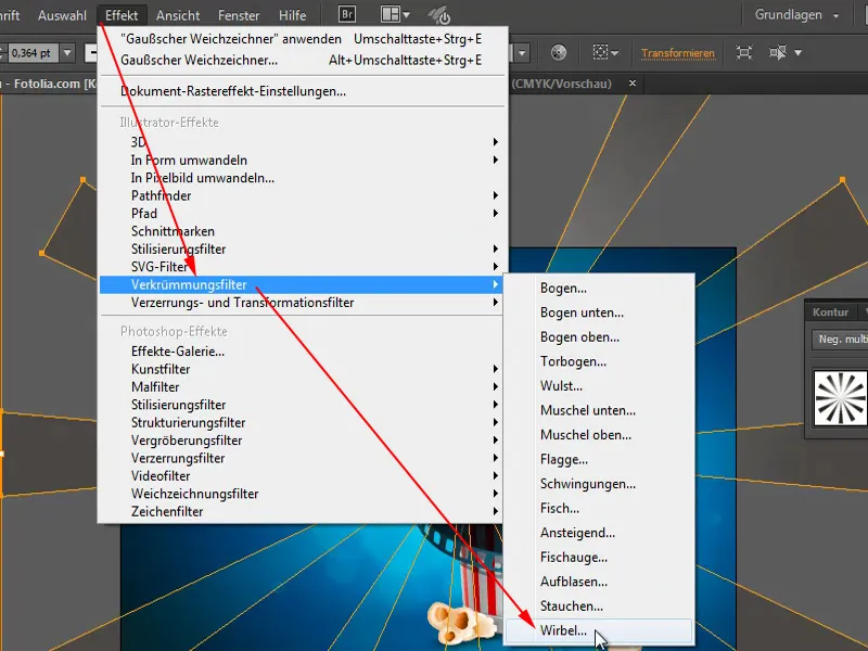 Porady i sztuczki dotyczące programu Adobe Illustrator: Jak obracać poprawnie - efekt promieni słonecznych.