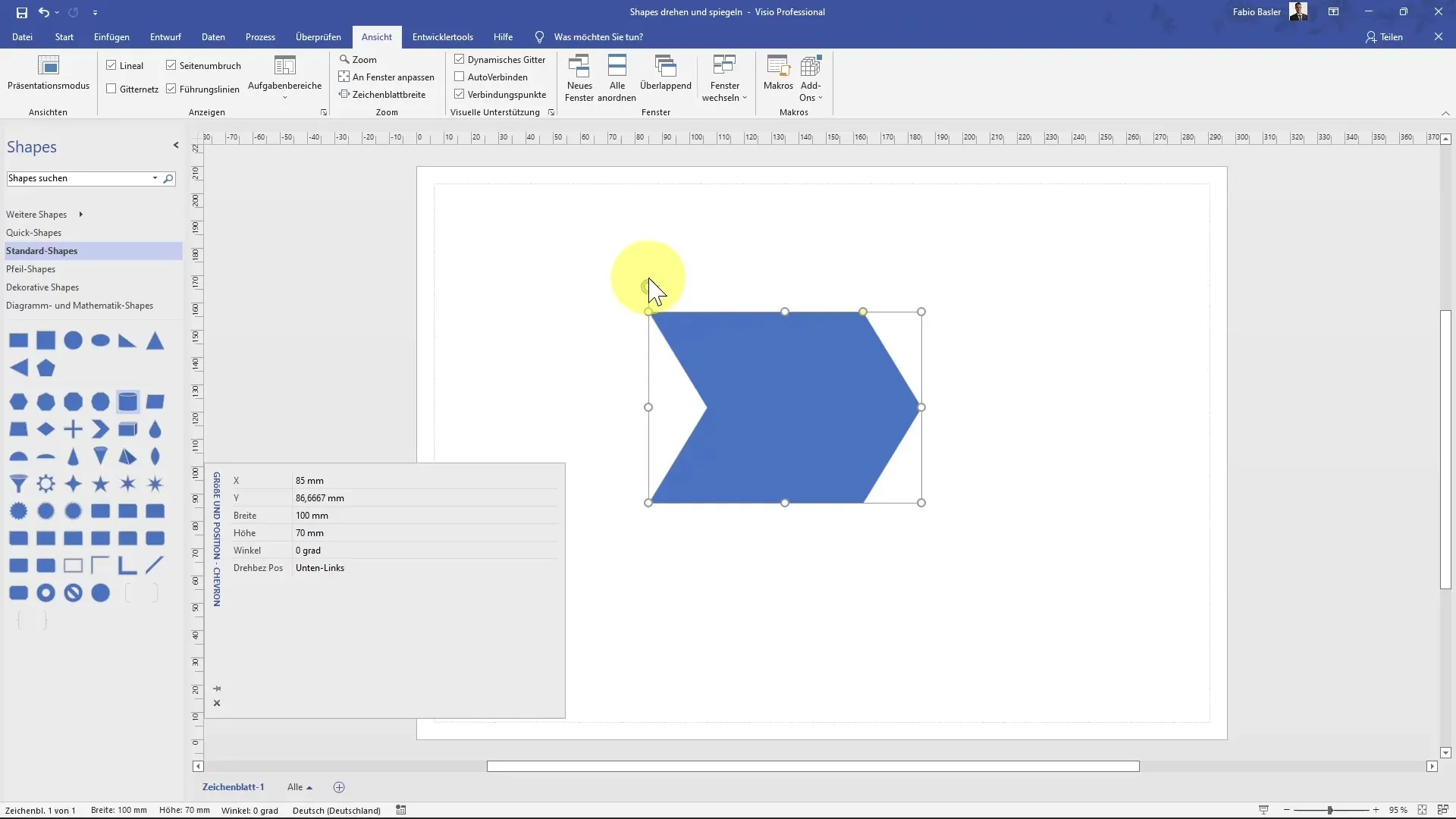 Rotate and mirror shapes in MS Visio