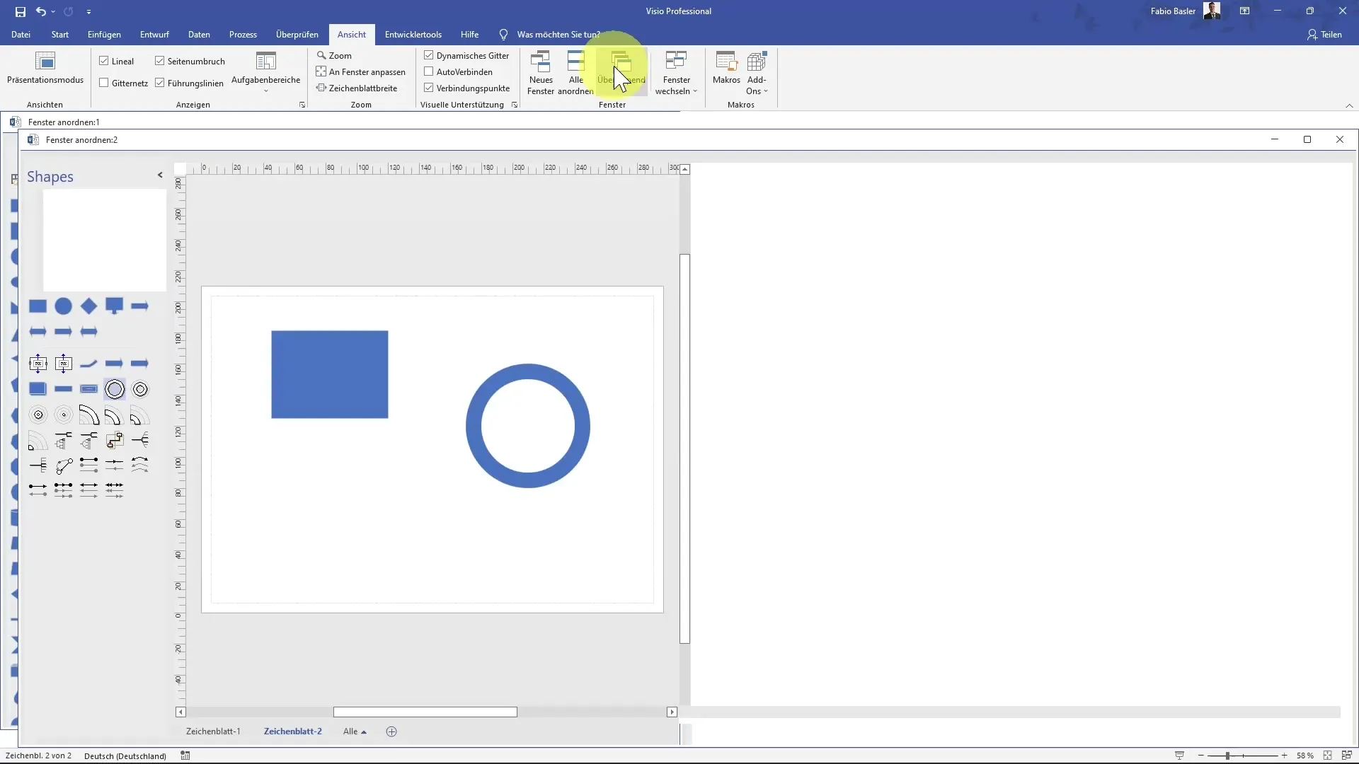 Ефективна робота з декількома вікнами в MS Visio