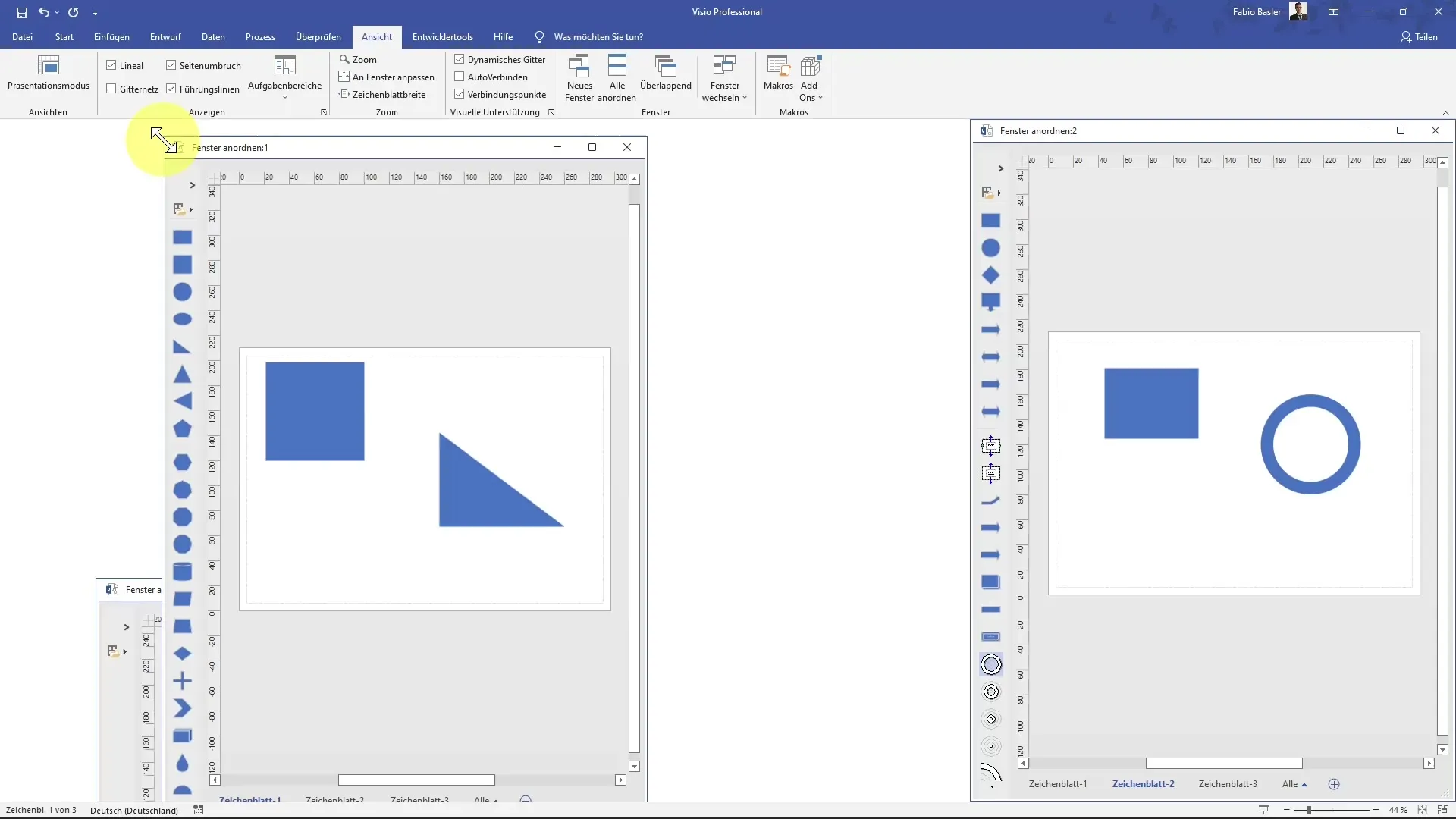 Ефективна робота з декількома вікнами в MS Visio