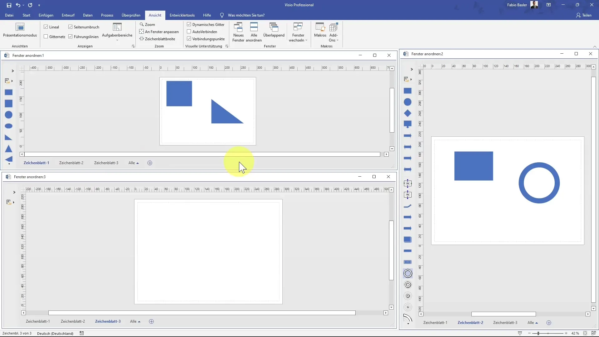 Work efficiently with multiple windows in MS Visio