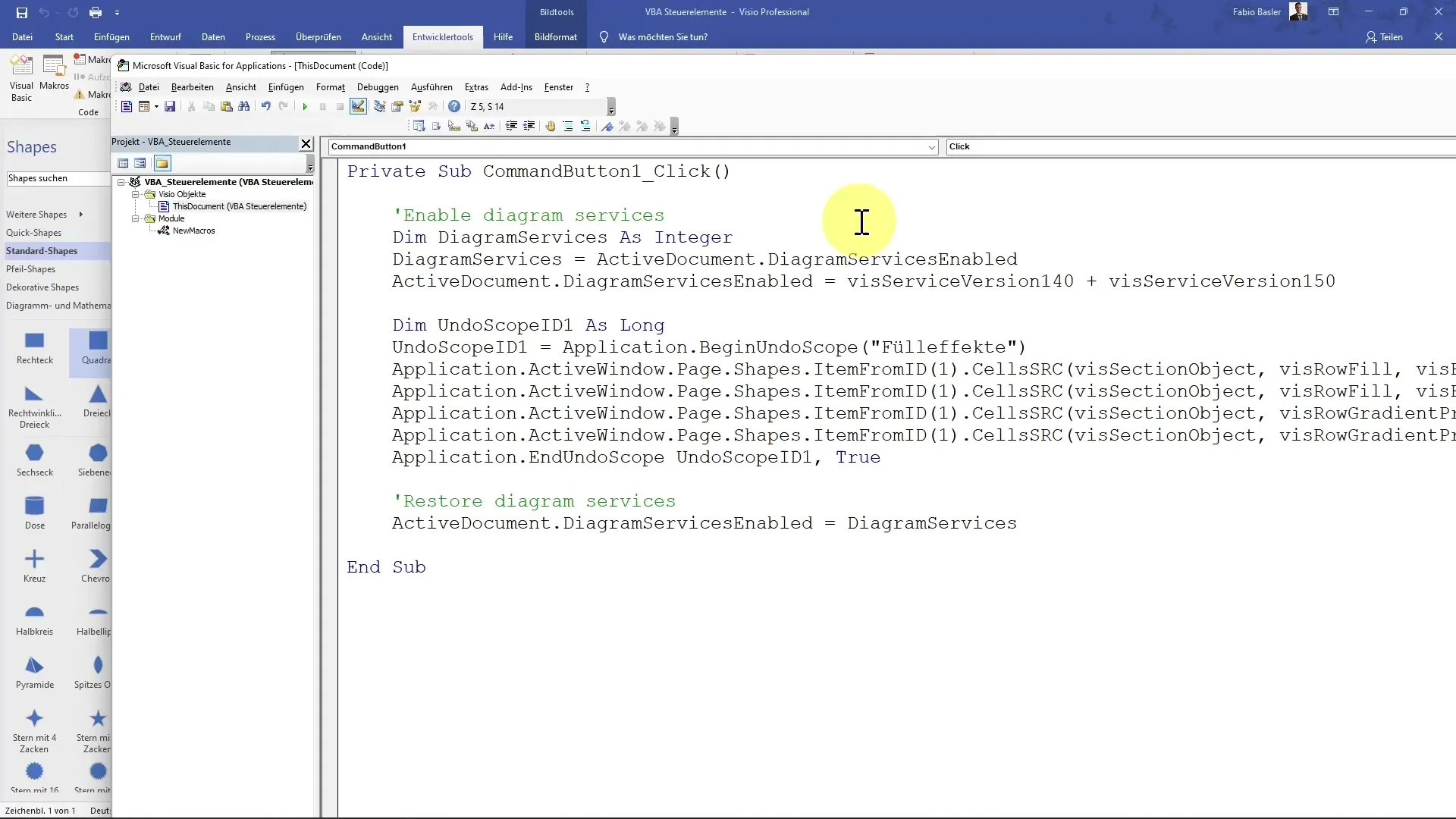 Change colors of shapes in Visio with VBA