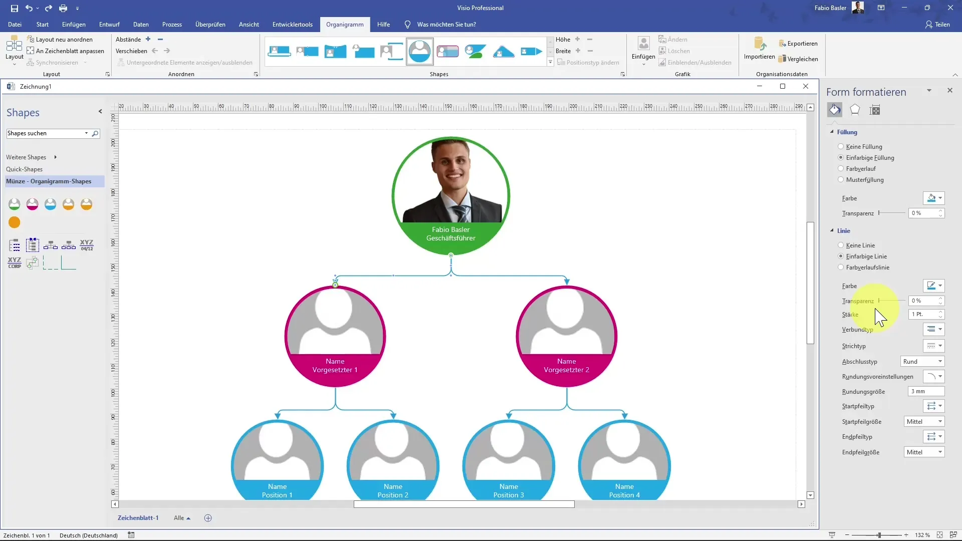 Create organizational chart successfully in MS Visio