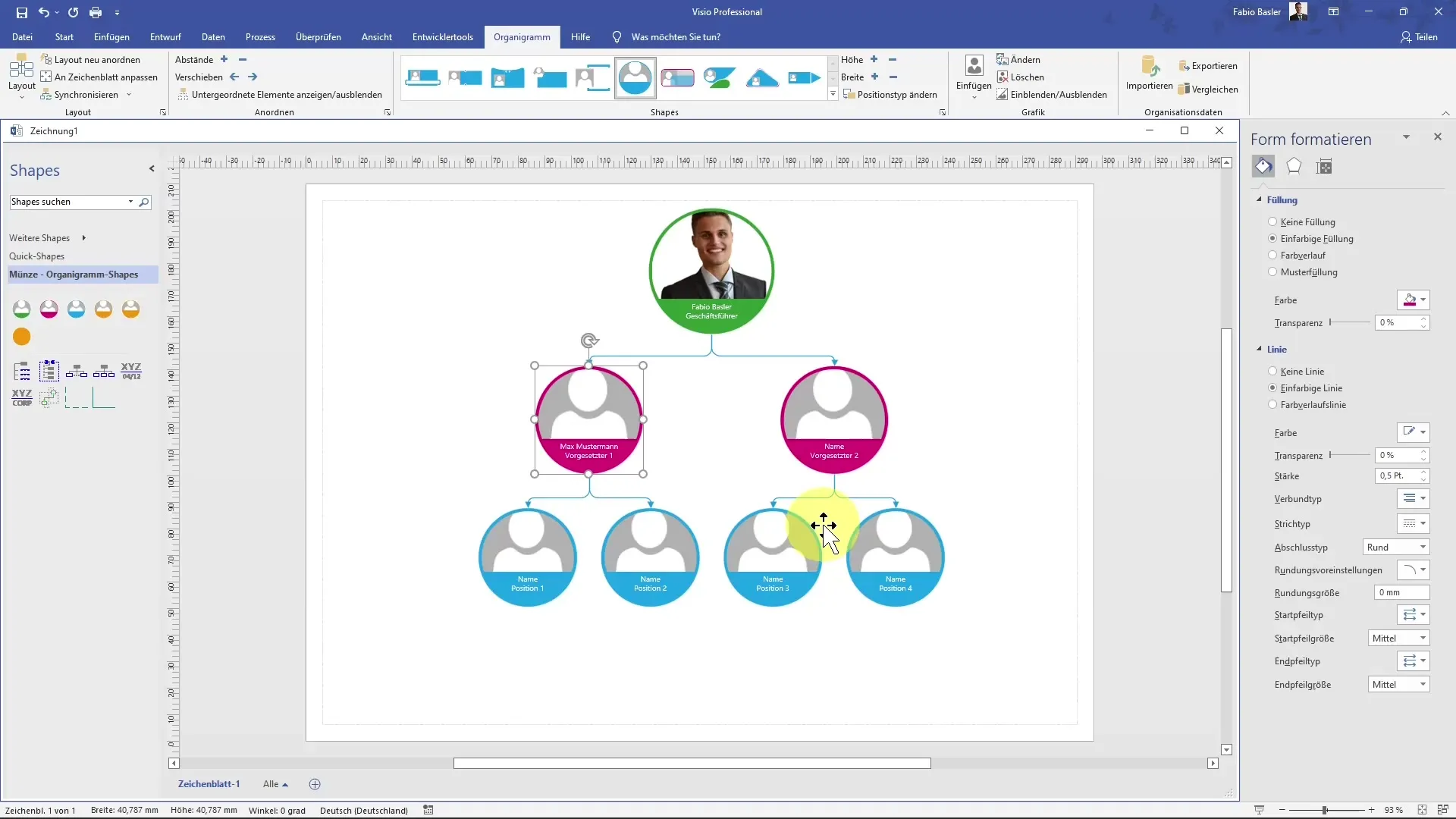 Create an organizational chart successfully in MS Visio