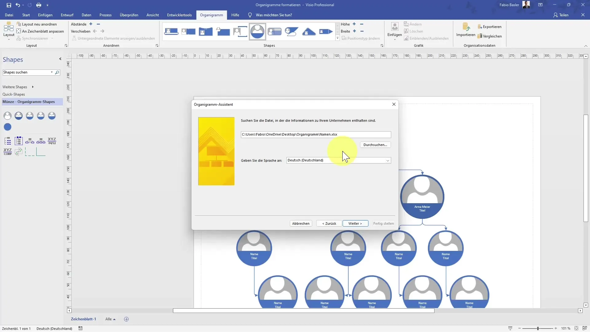 Efficiently create organizational charts in Visio through data import and export