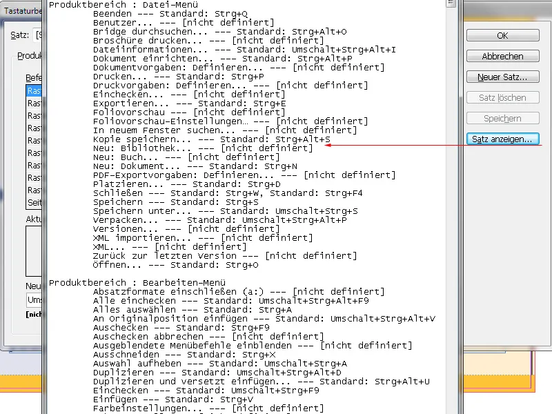 Tastaturbefehle in InDesign