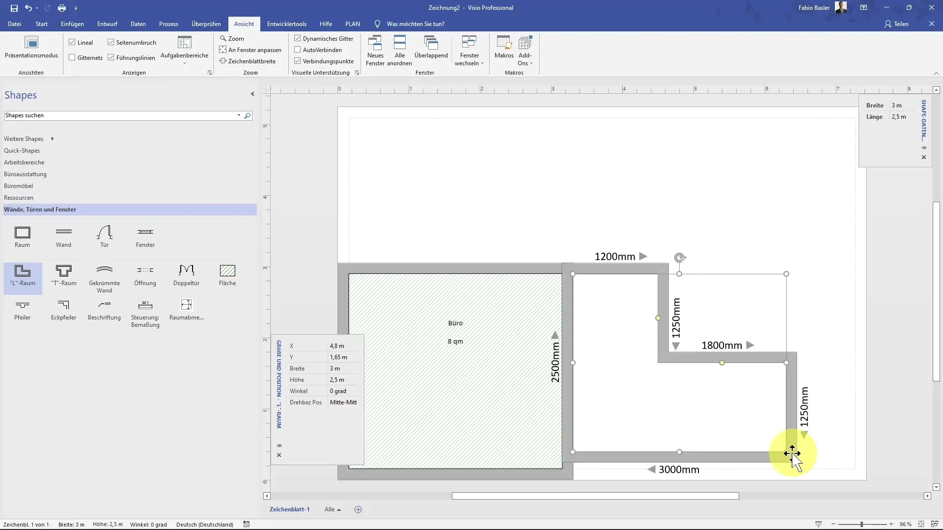 Création de plan d'espace dans MS Visio pour les plans et les mises en page