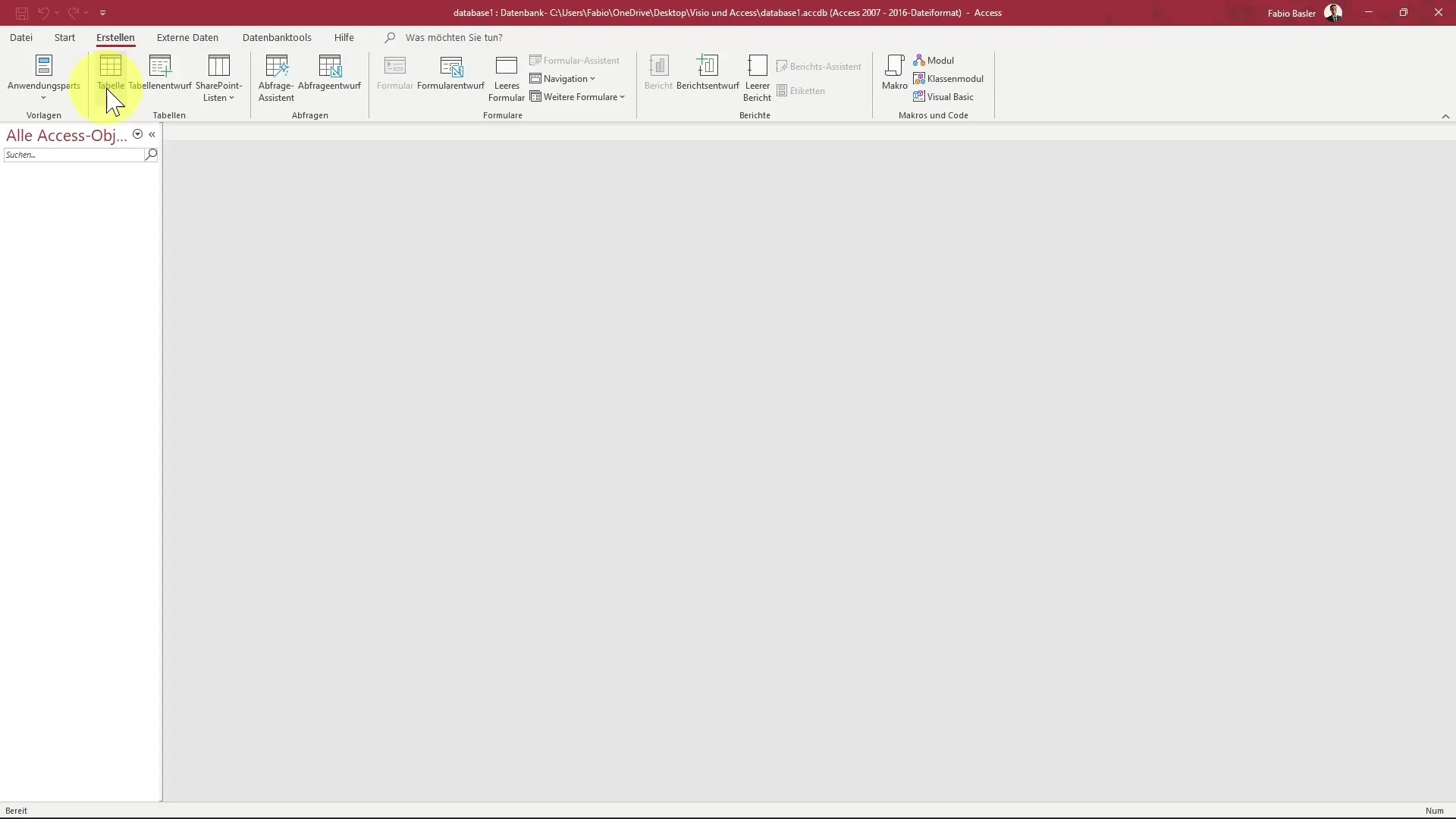 Connect Access database with Microsoft Visio