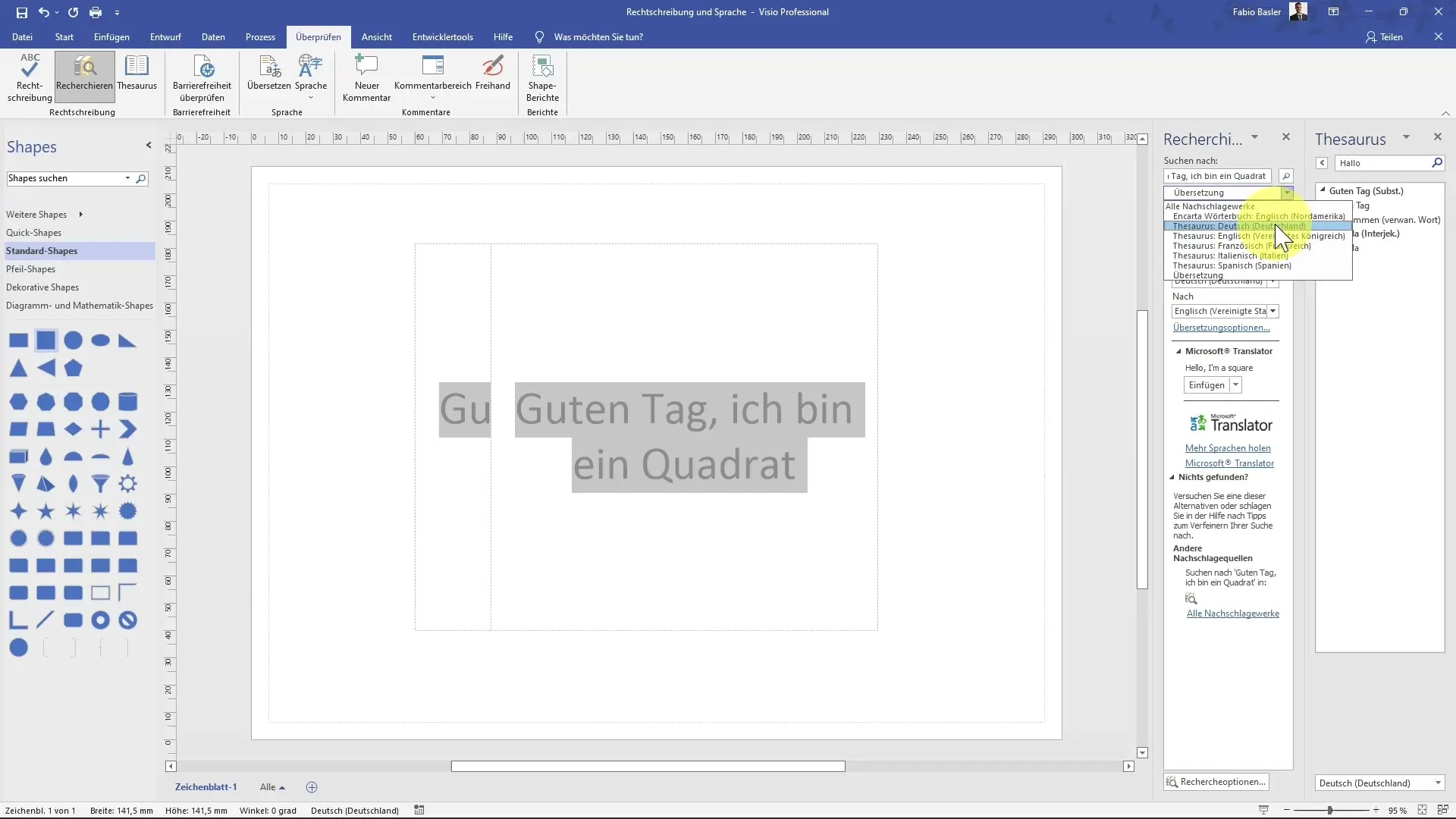 Effective use of spelling and language in MS Visio