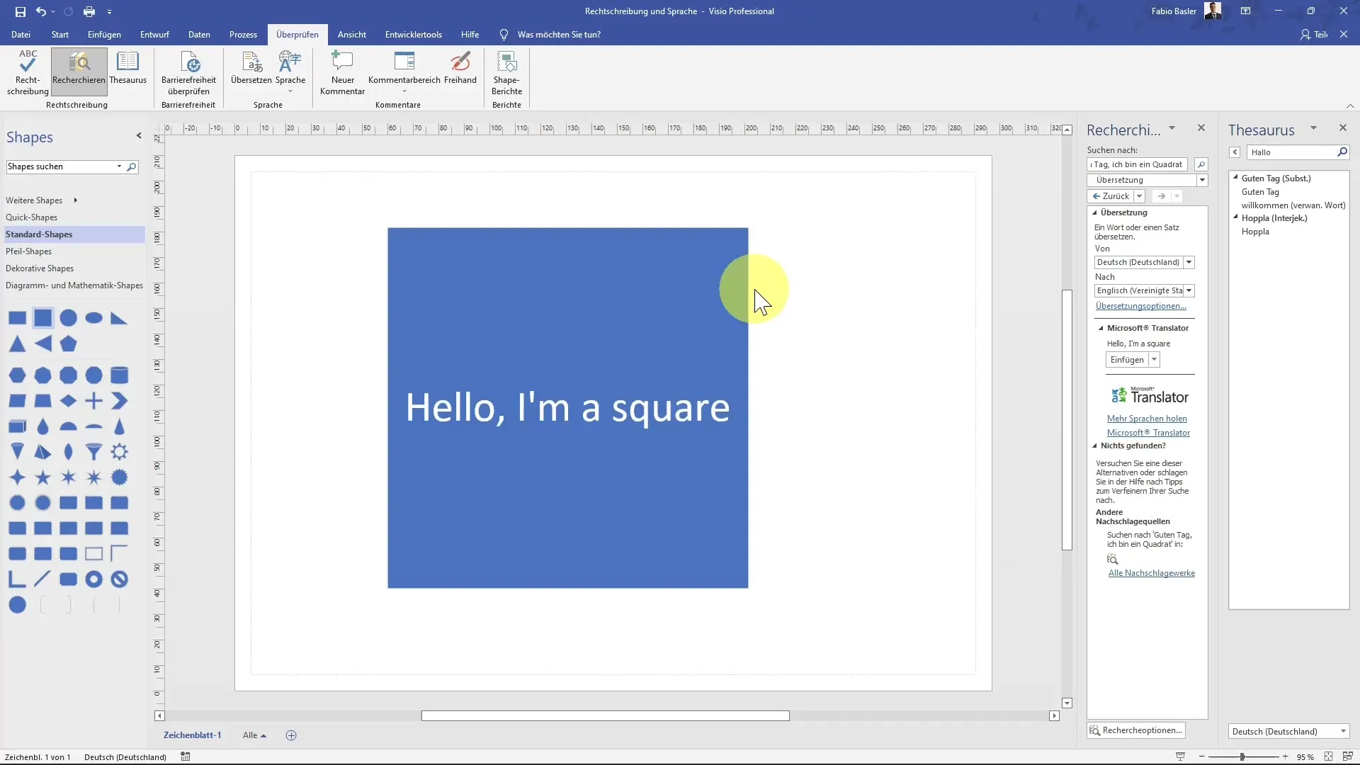 Effective use of spelling and language in MS Visio