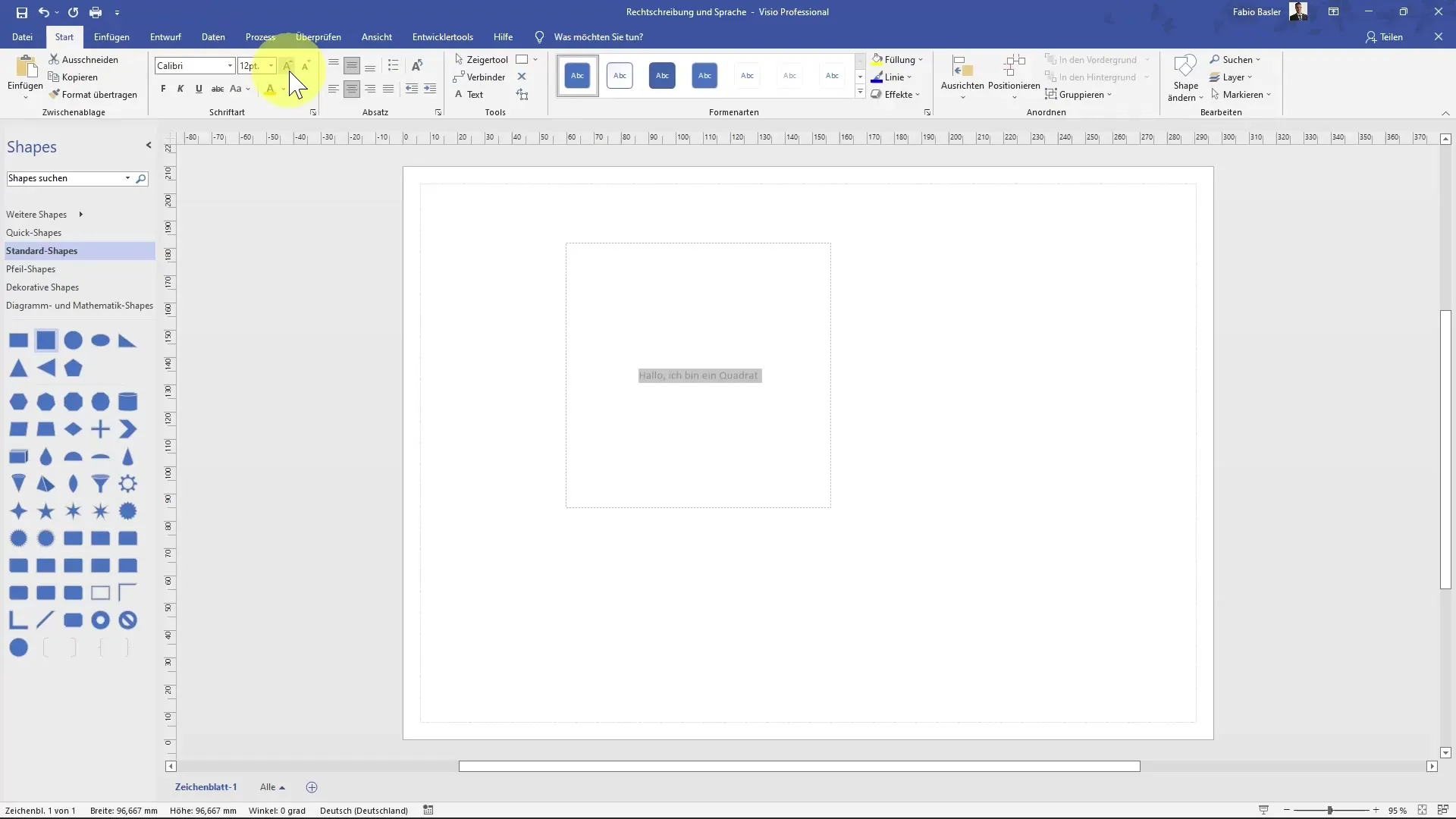 Effective use of spelling and language in MS Visio