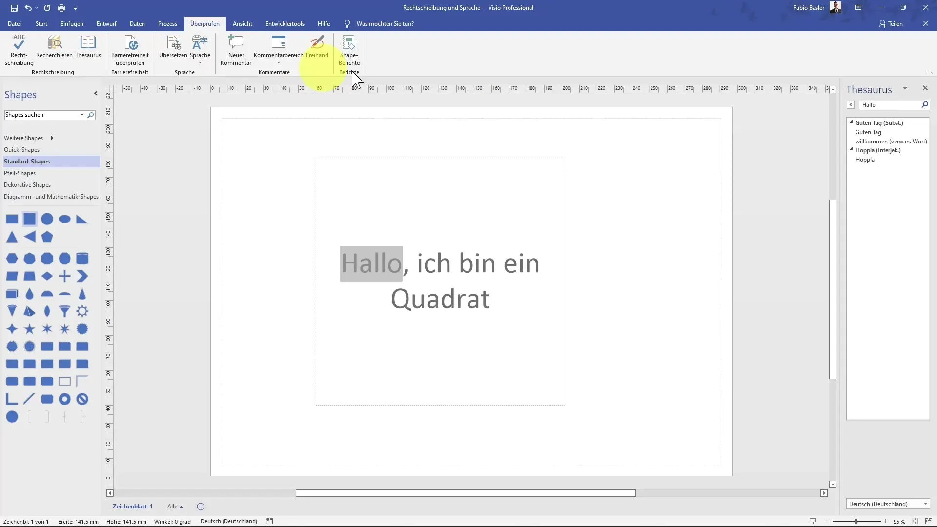 Effective use of spelling and language in MS Visio