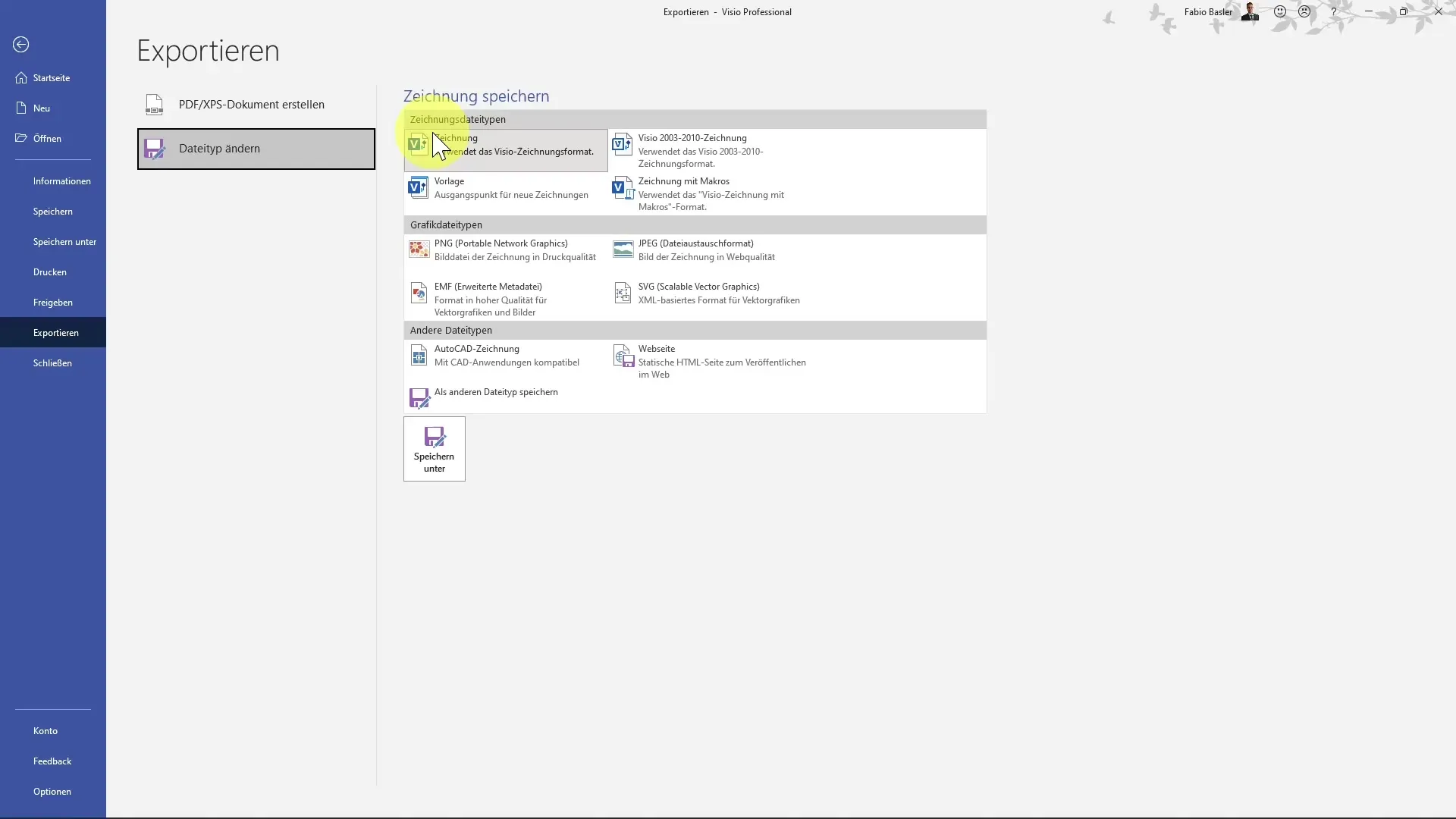 Export Visio drawing efficiently