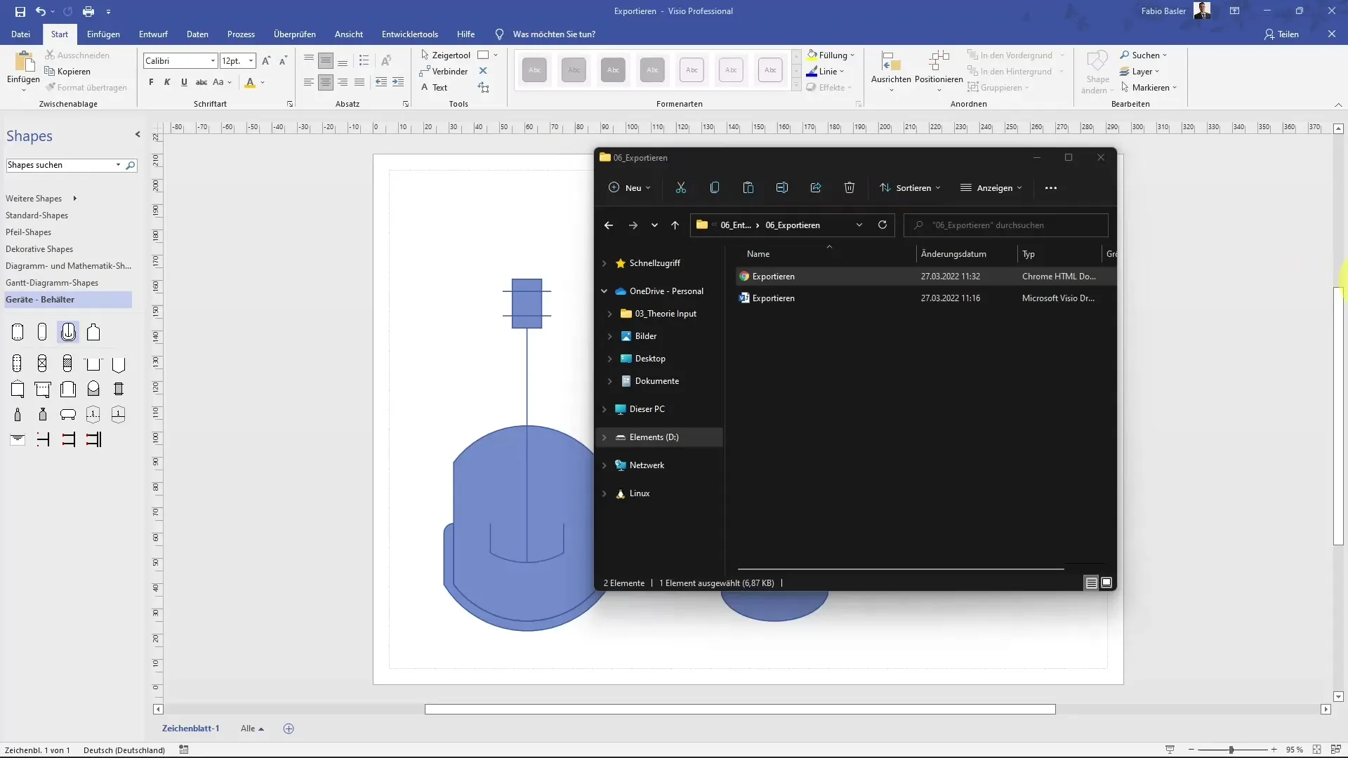 Export Visio drawing efficiently