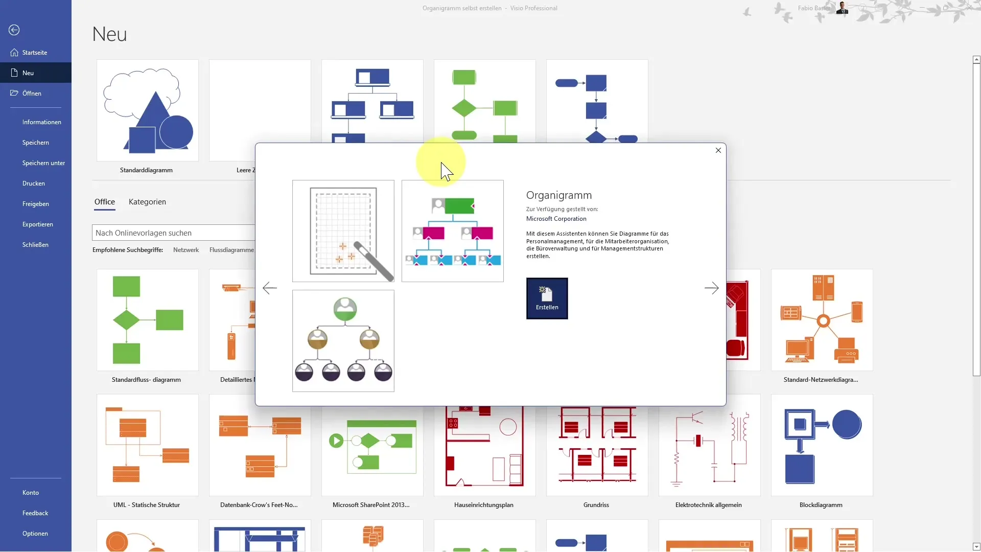 Create an organizational chart in MS Visio entirely custom-made